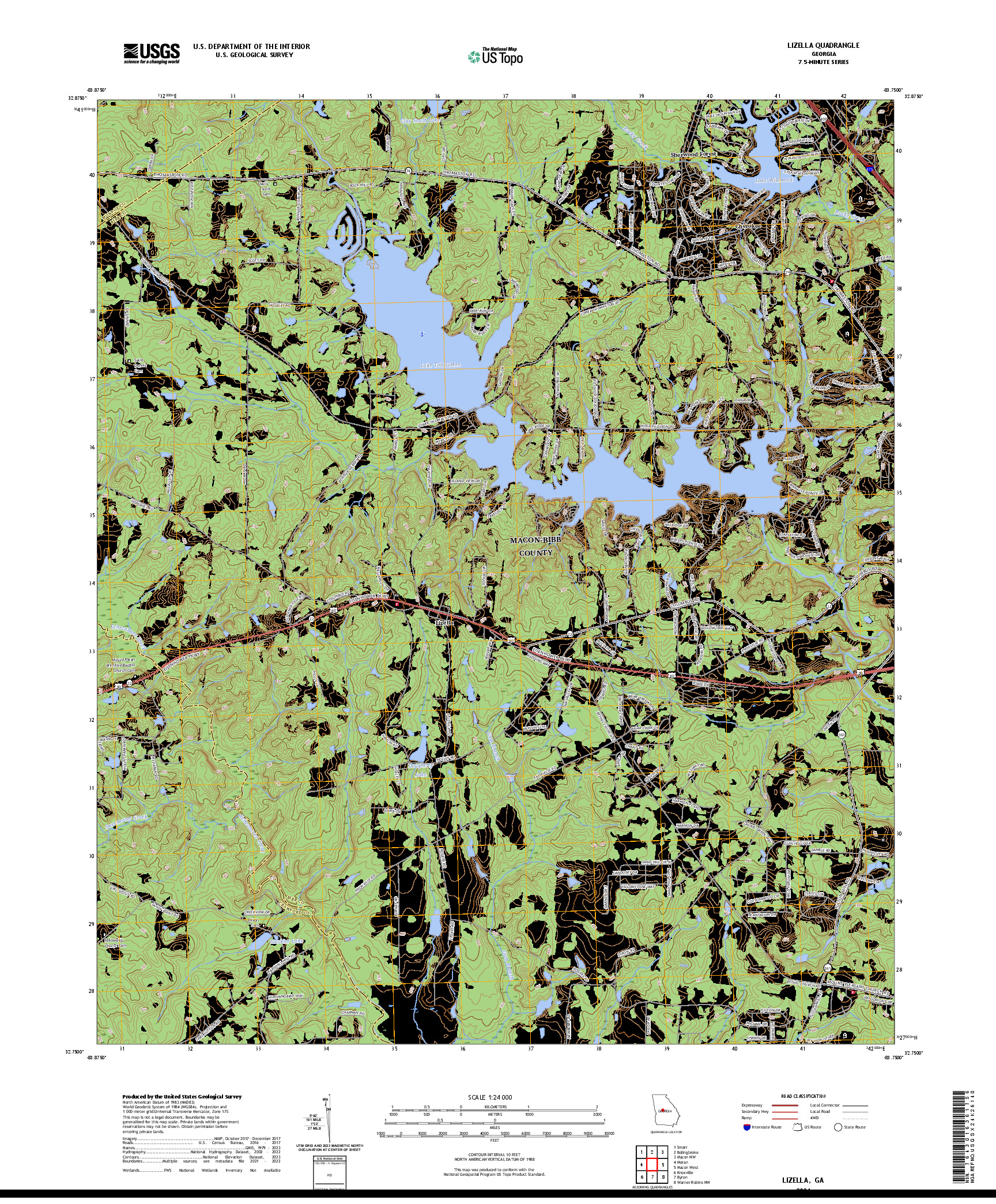 US TOPO 7.5-MINUTE MAP FOR LIZELLA, GA