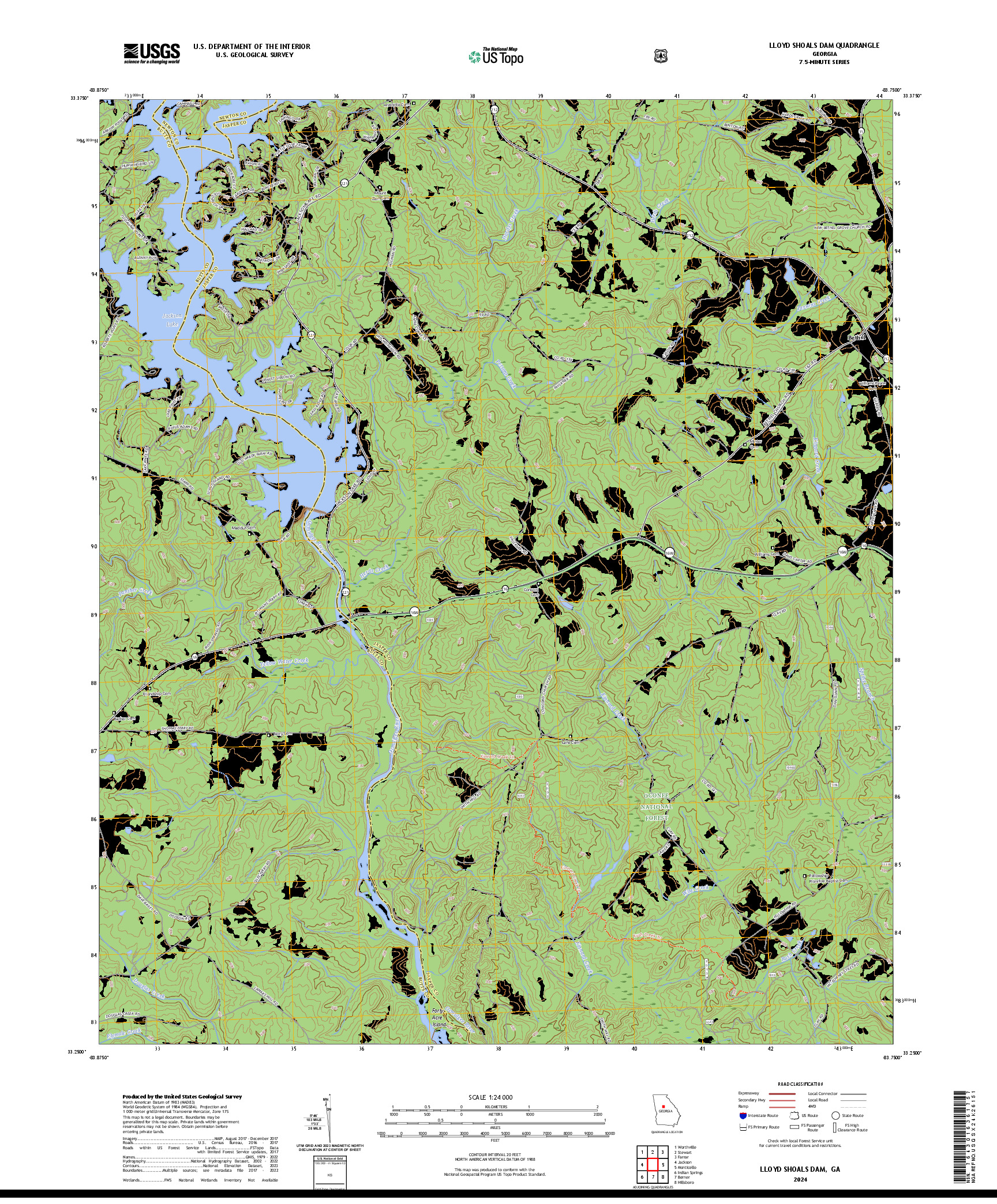 US TOPO 7.5-MINUTE MAP FOR LLOYD SHOALS DAM, GA