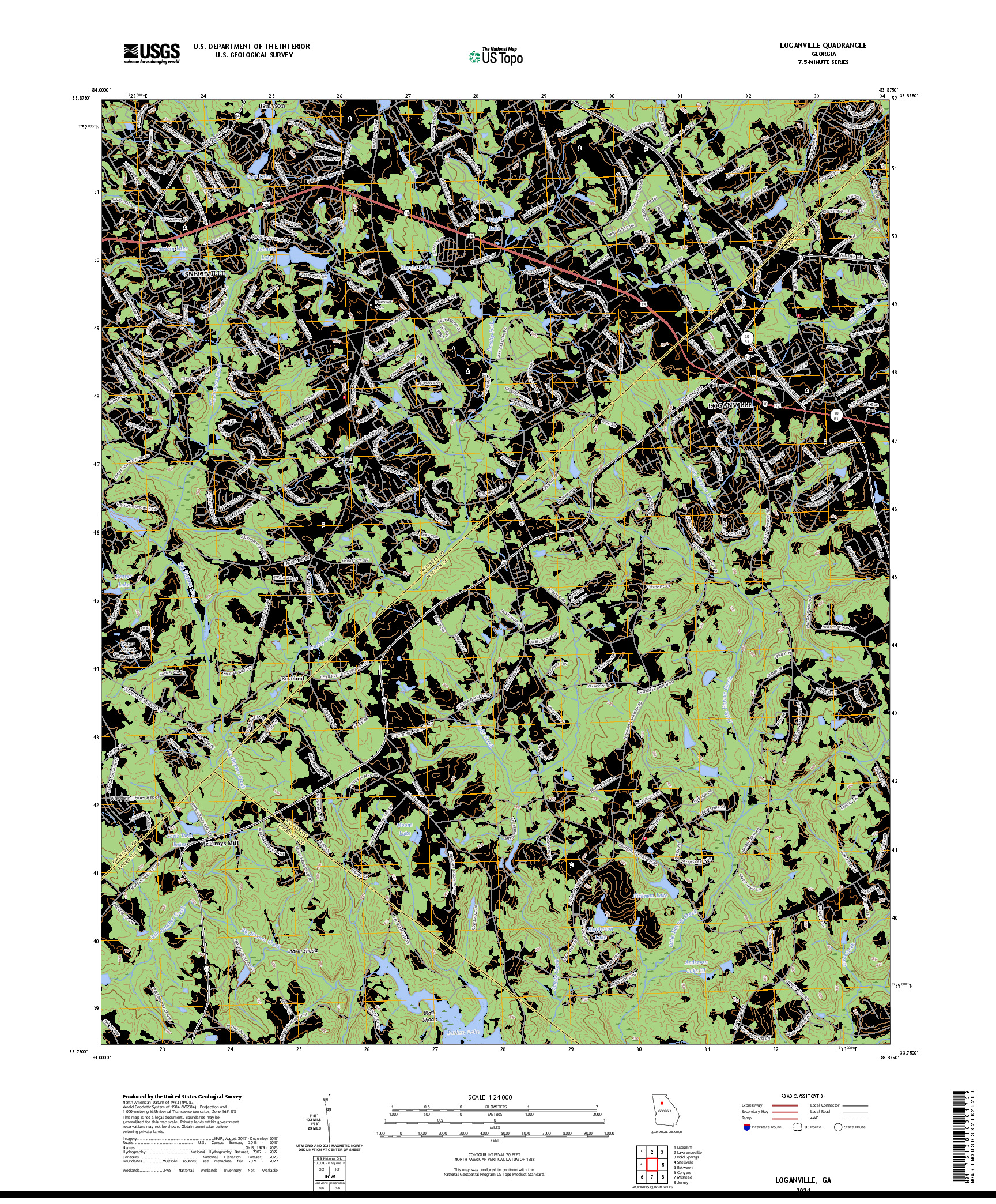 US TOPO 7.5-MINUTE MAP FOR LOGANVILLE, GA