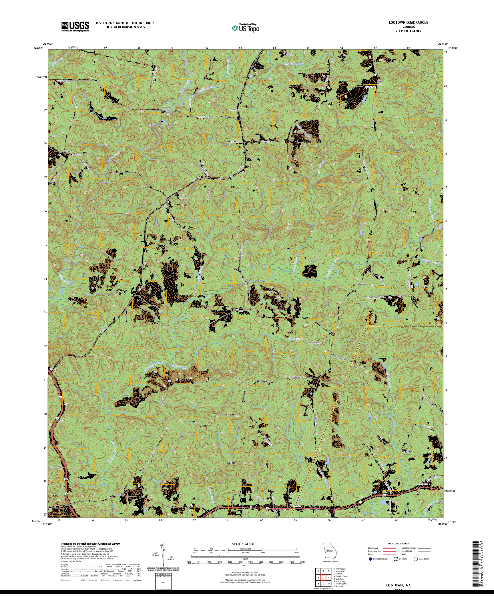 US TOPO 7.5-MINUTE MAP FOR LOGTOWN, GA