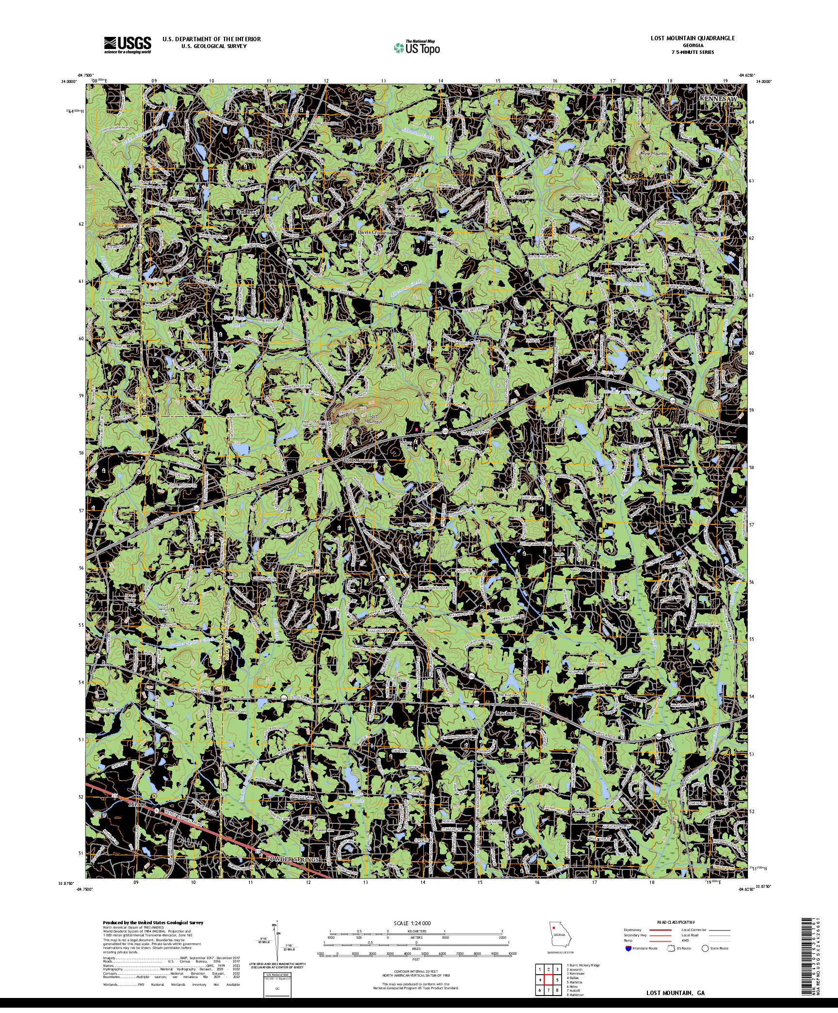 US TOPO 7.5-MINUTE MAP FOR LOST MOUNTAIN, GA