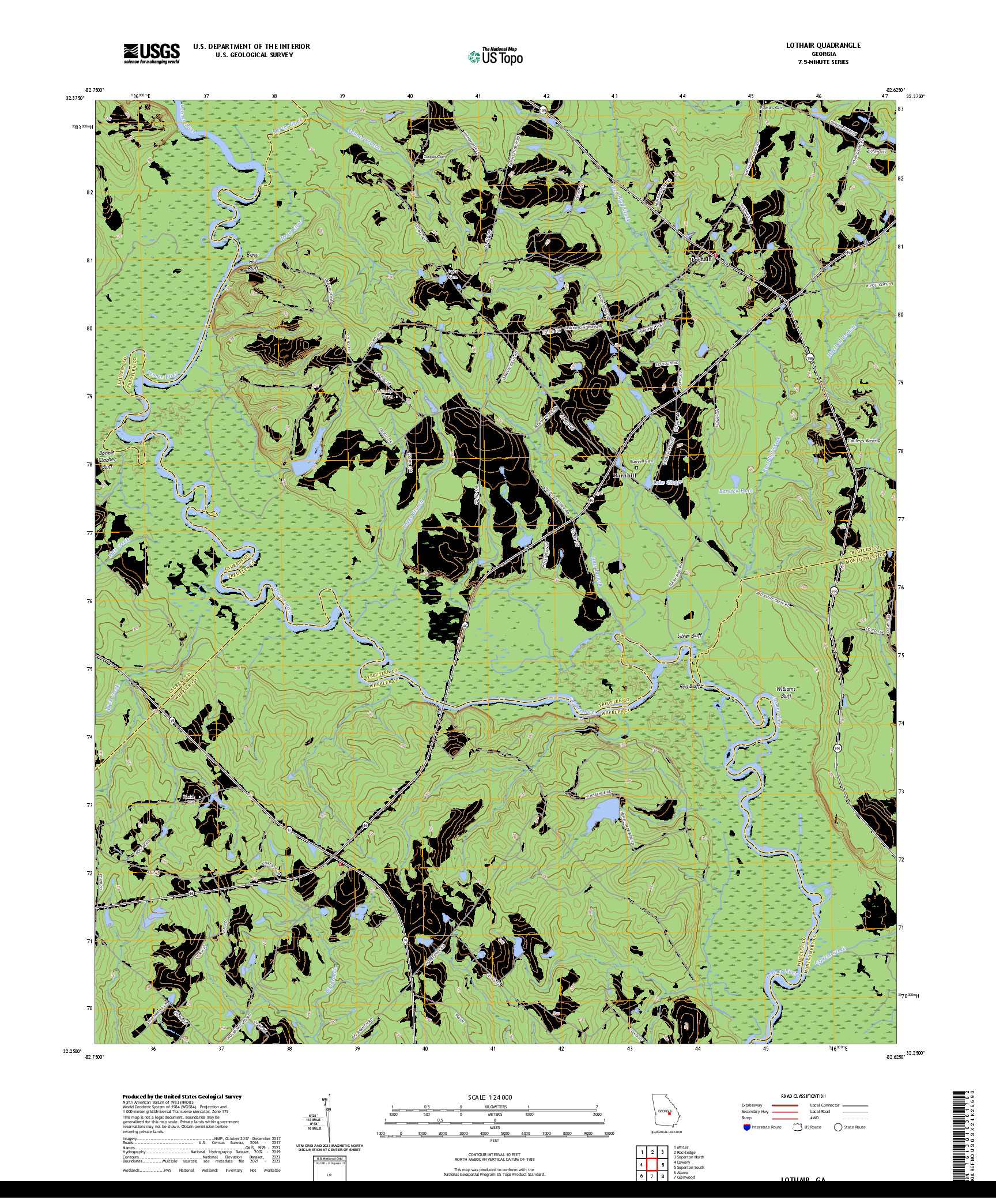 US TOPO 7.5-MINUTE MAP FOR LOTHAIR, GA