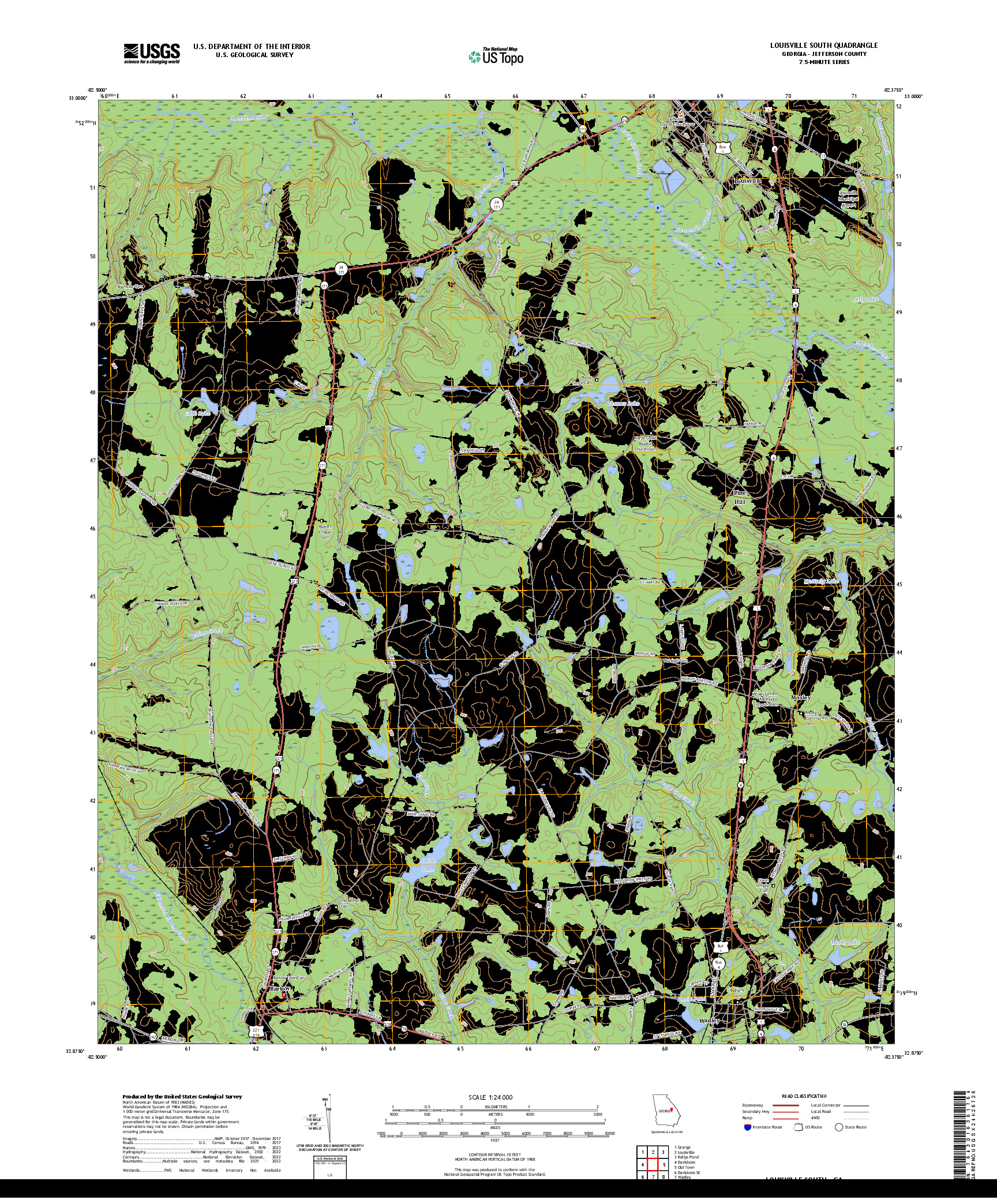 US TOPO 7.5-MINUTE MAP FOR LOUISVILLE SOUTH, GA