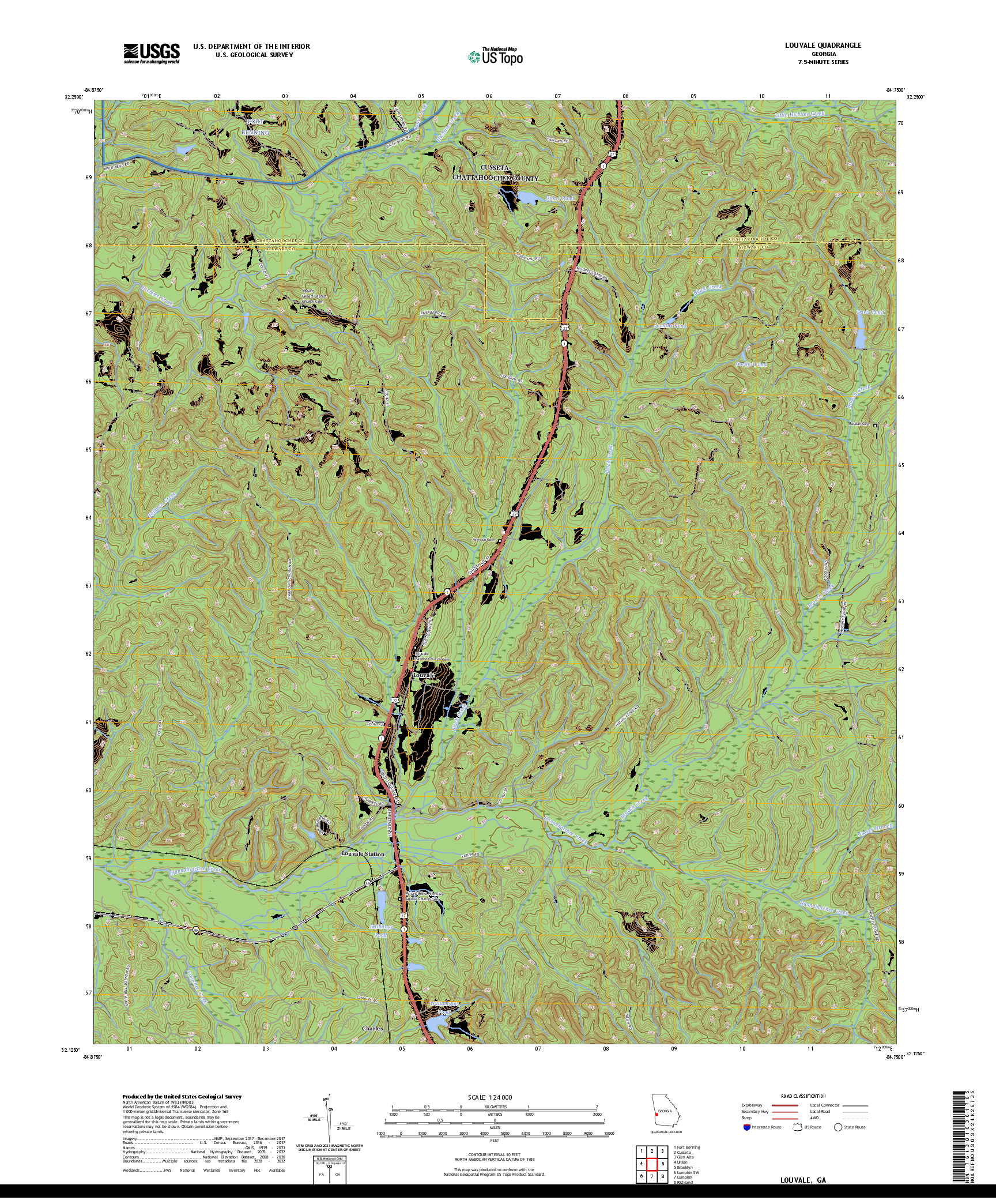US TOPO 7.5-MINUTE MAP FOR LOUVALE, GA