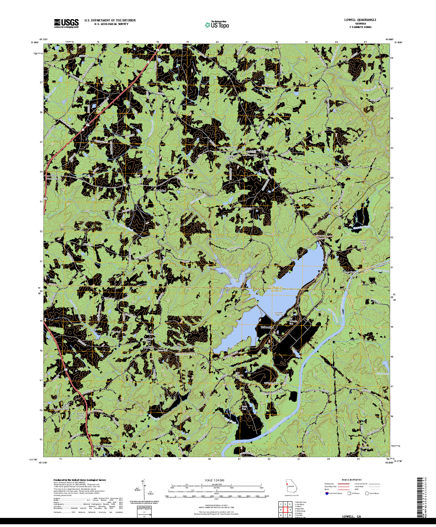 US TOPO 7.5-MINUTE MAP FOR LOWELL, GA