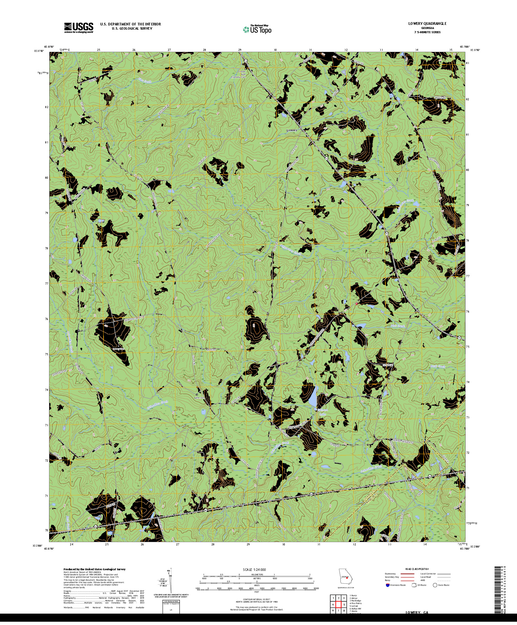 US TOPO 7.5-MINUTE MAP FOR LOWERY, GA