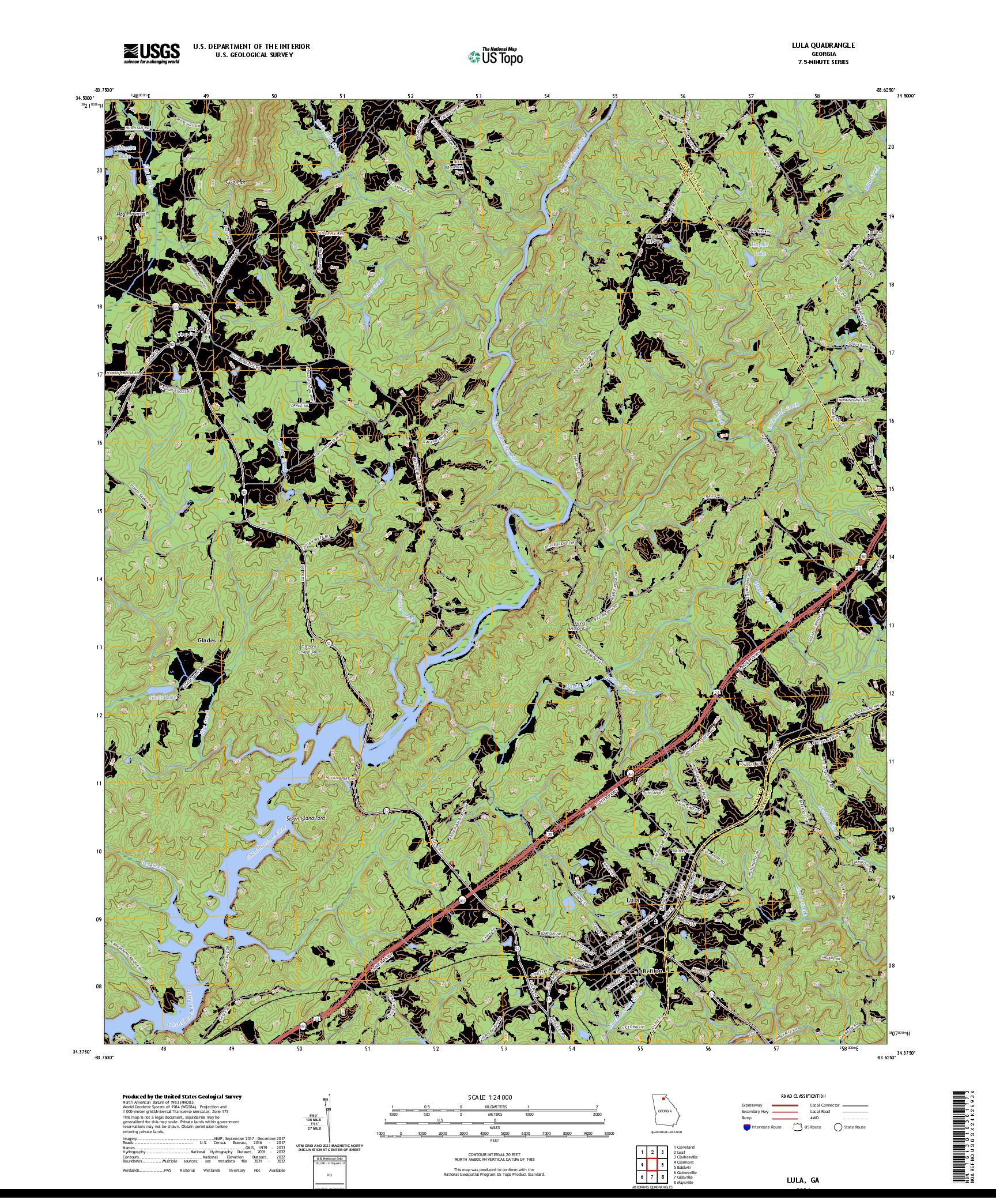 US TOPO 7.5-MINUTE MAP FOR LULA, GA