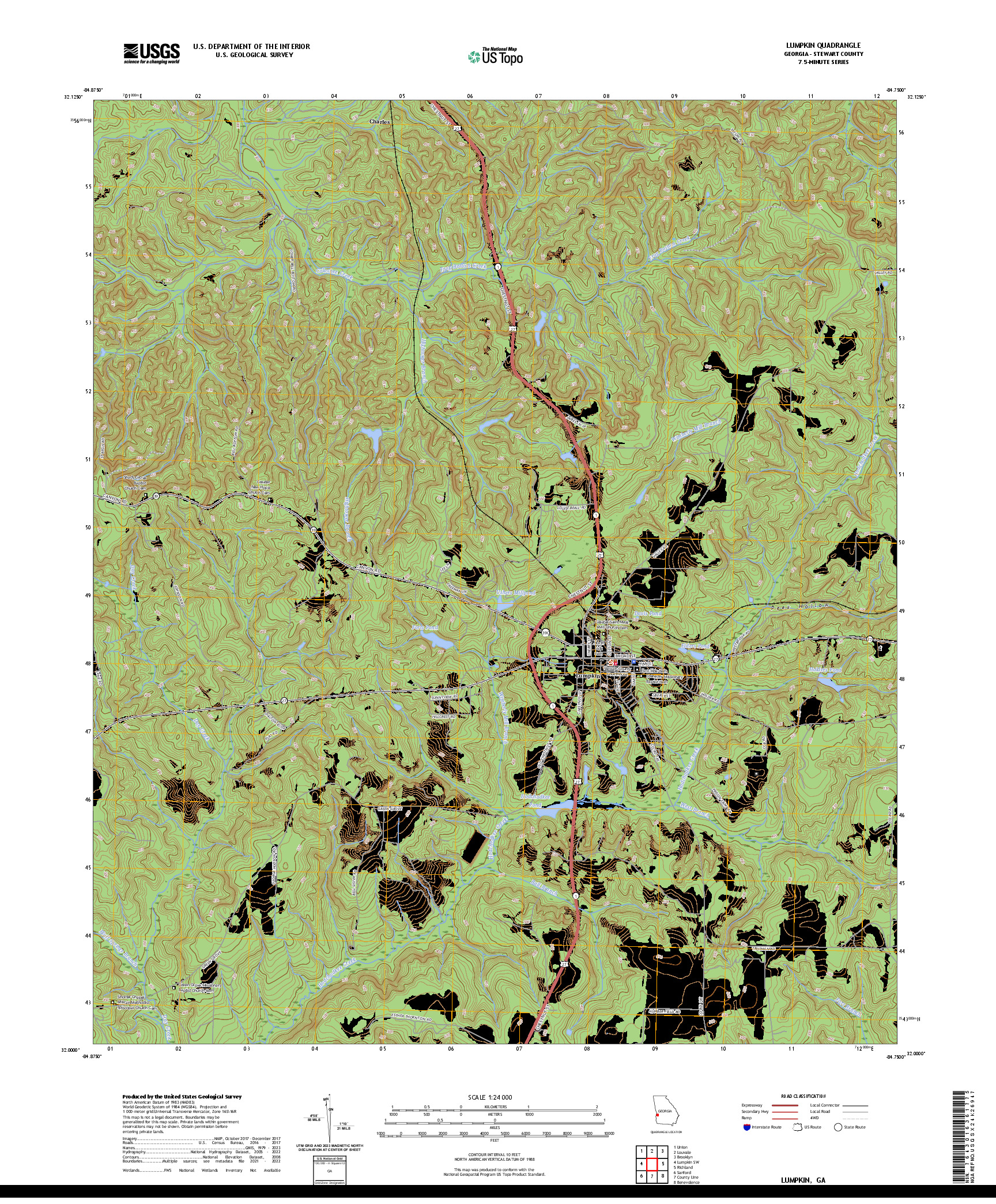 US TOPO 7.5-MINUTE MAP FOR LUMPKIN, GA