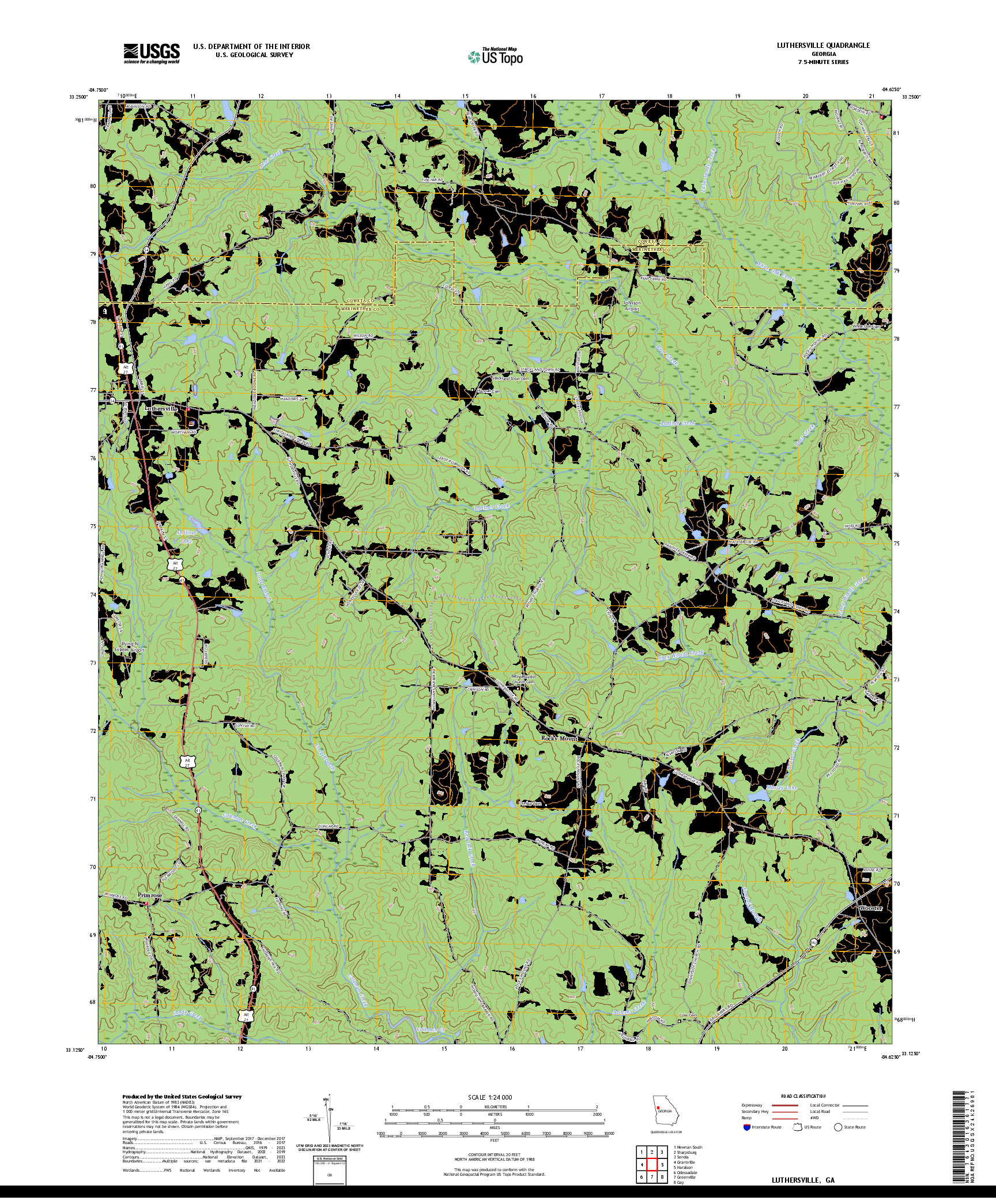 US TOPO 7.5-MINUTE MAP FOR LUTHERSVILLE, GA