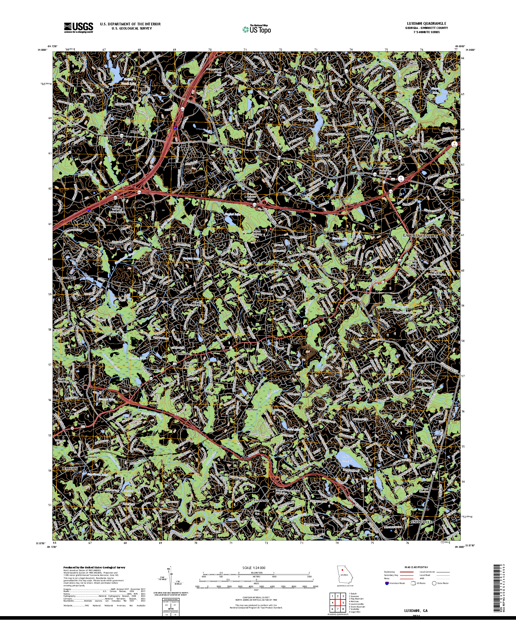 US TOPO 7.5-MINUTE MAP FOR LUXOMNI, GA