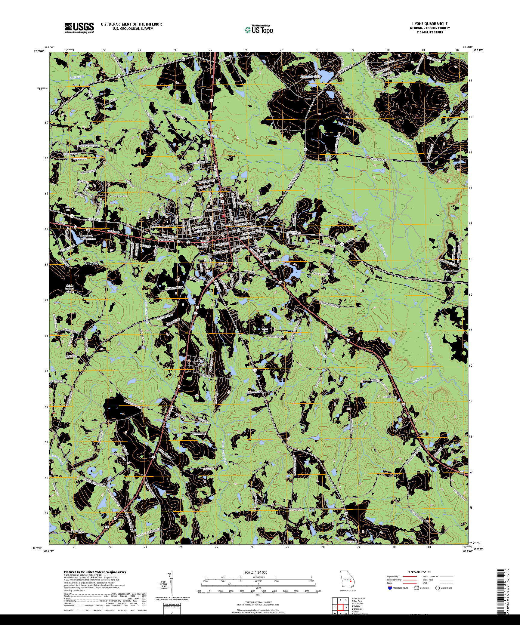US TOPO 7.5-MINUTE MAP FOR LYONS, GA