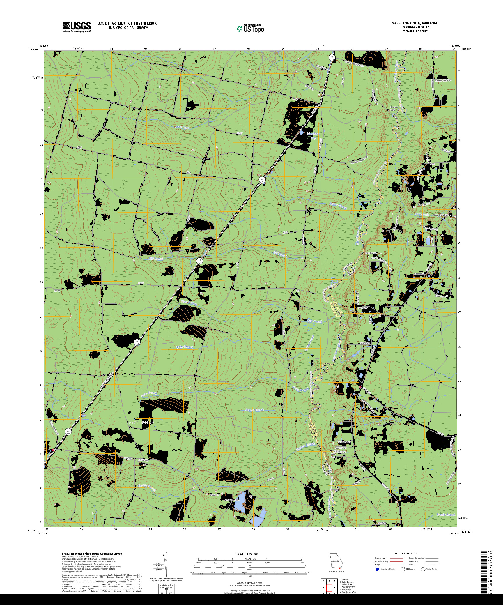 US TOPO 7.5-MINUTE MAP FOR MACCLENNY NE, GA,FL