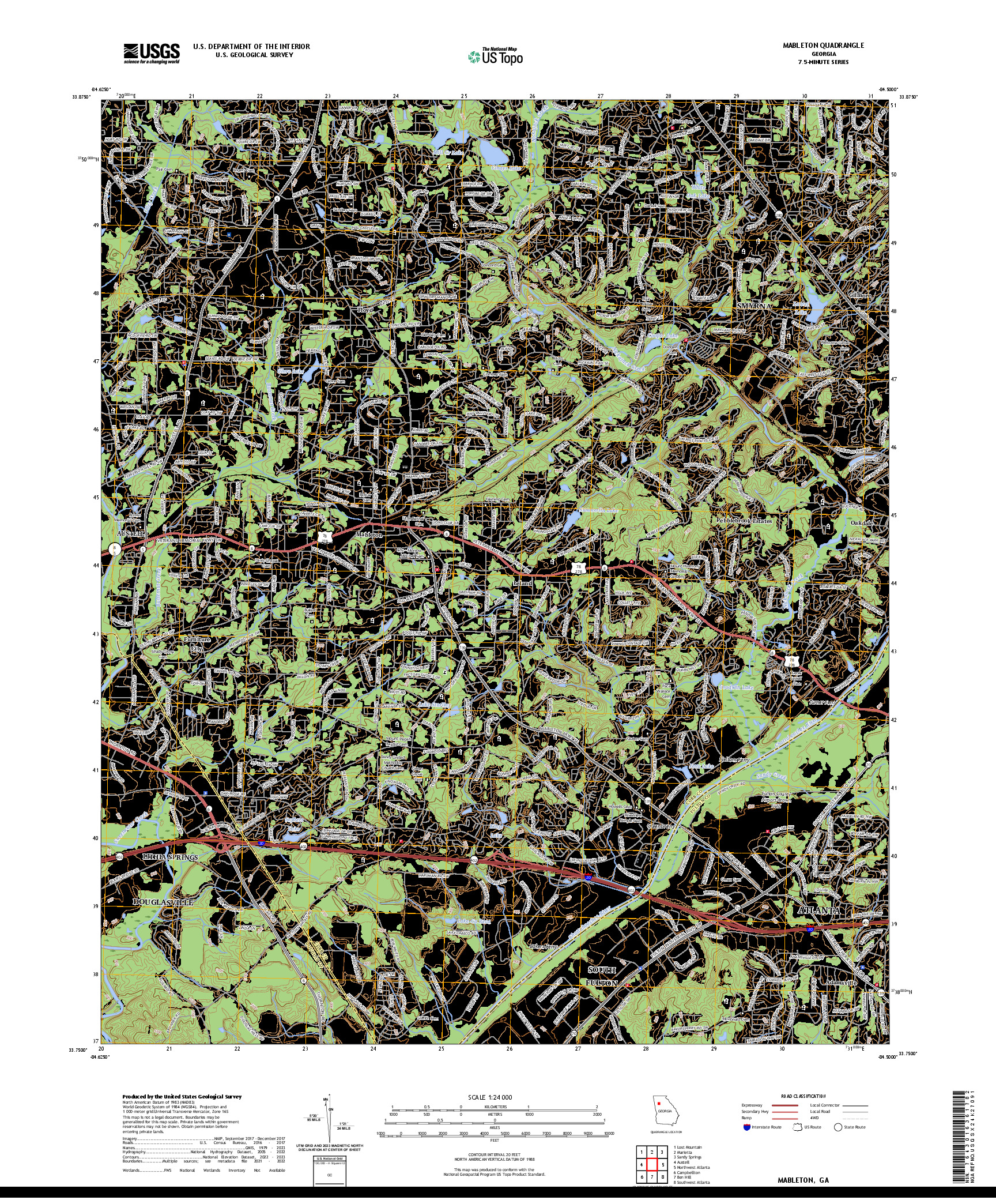 US TOPO 7.5-MINUTE MAP FOR MABLETON, GA
