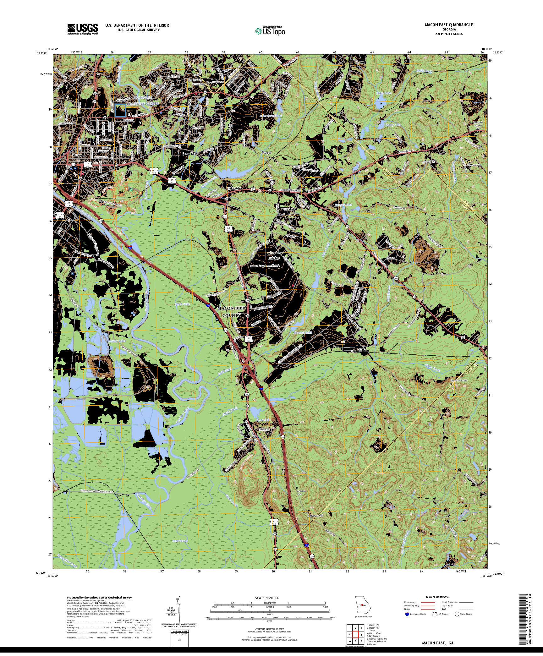 US TOPO 7.5-MINUTE MAP FOR MACON EAST, GA