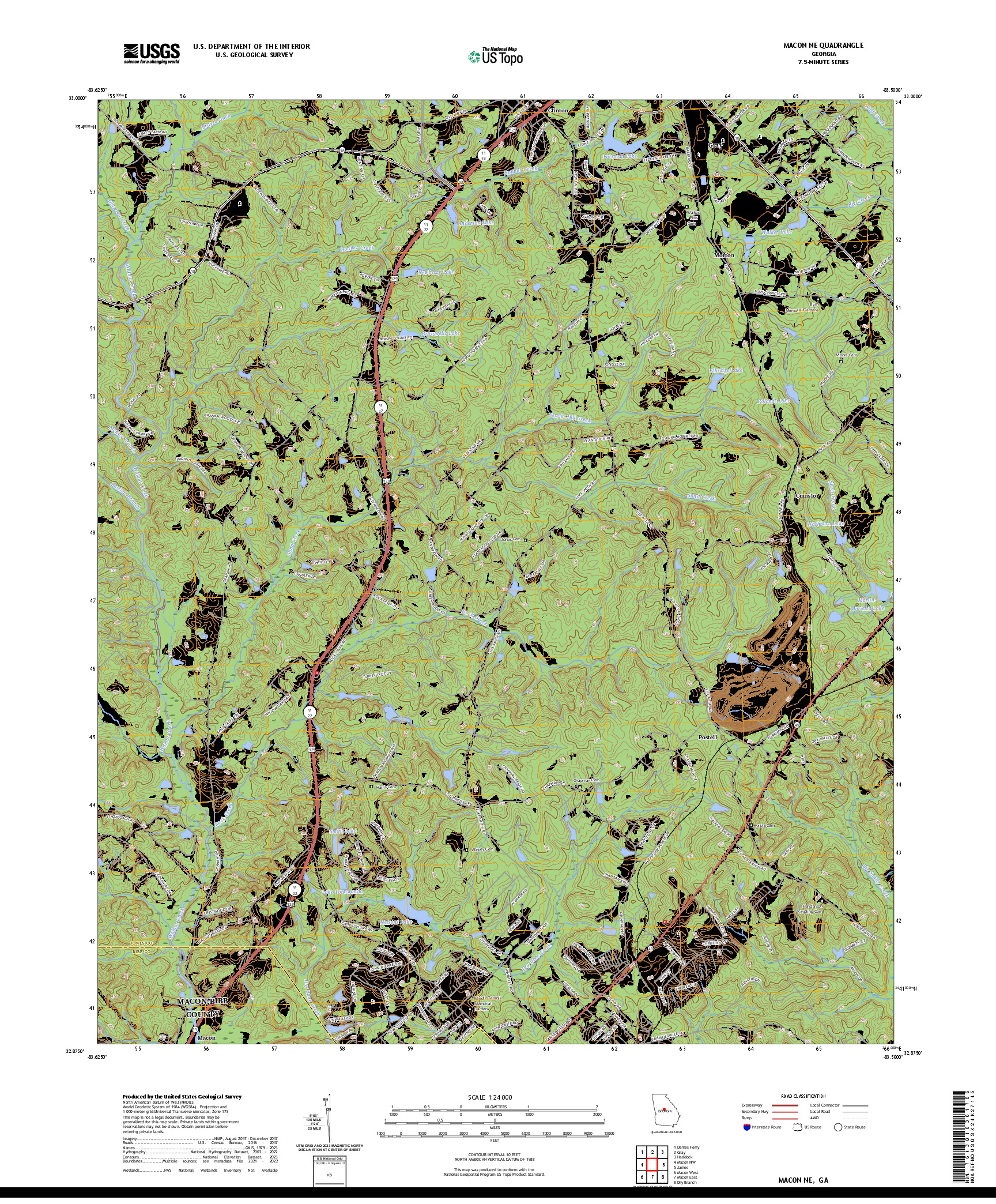 US TOPO 7.5-MINUTE MAP FOR MACON NE, GA