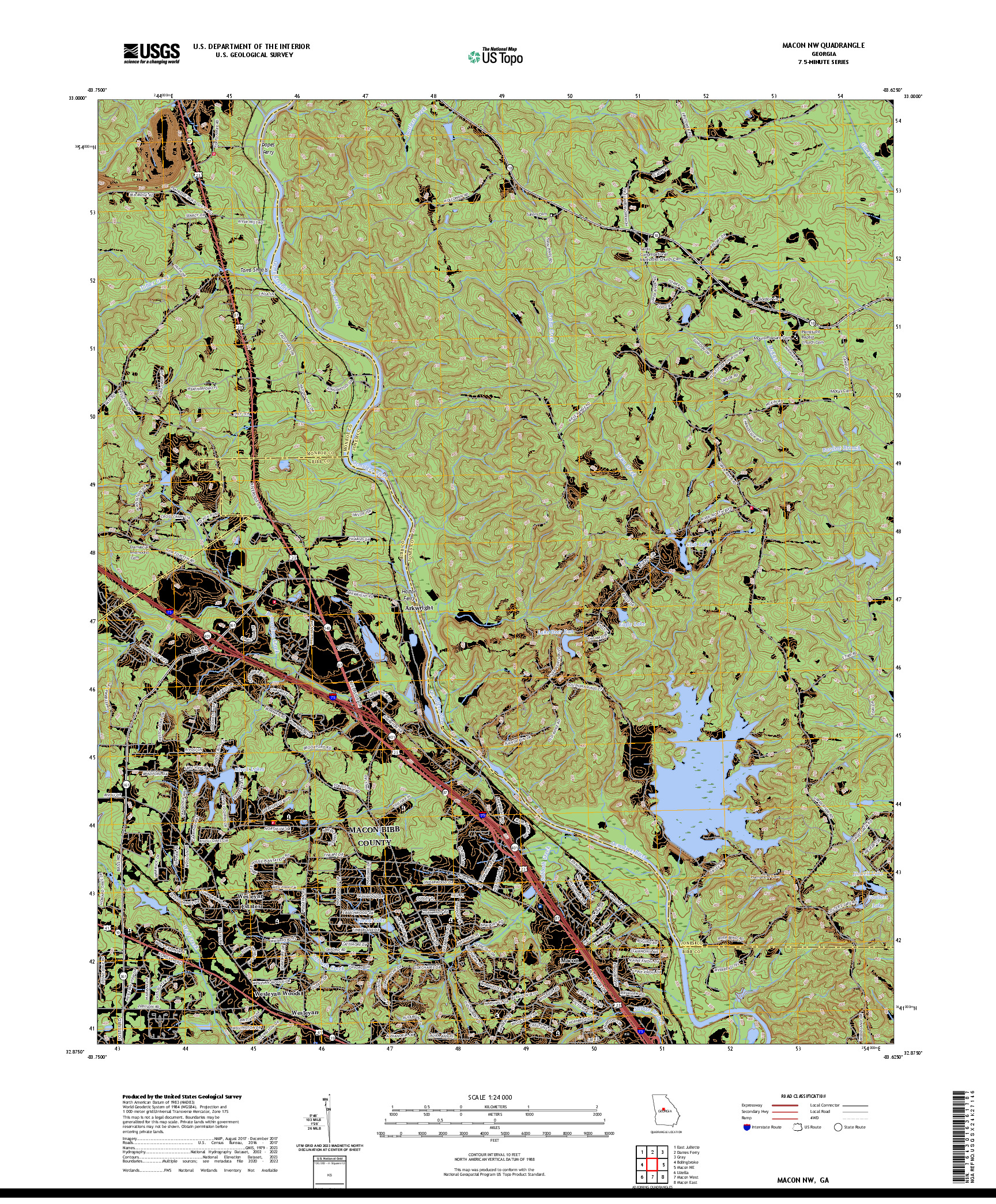 US TOPO 7.5-MINUTE MAP FOR MACON NW, GA
