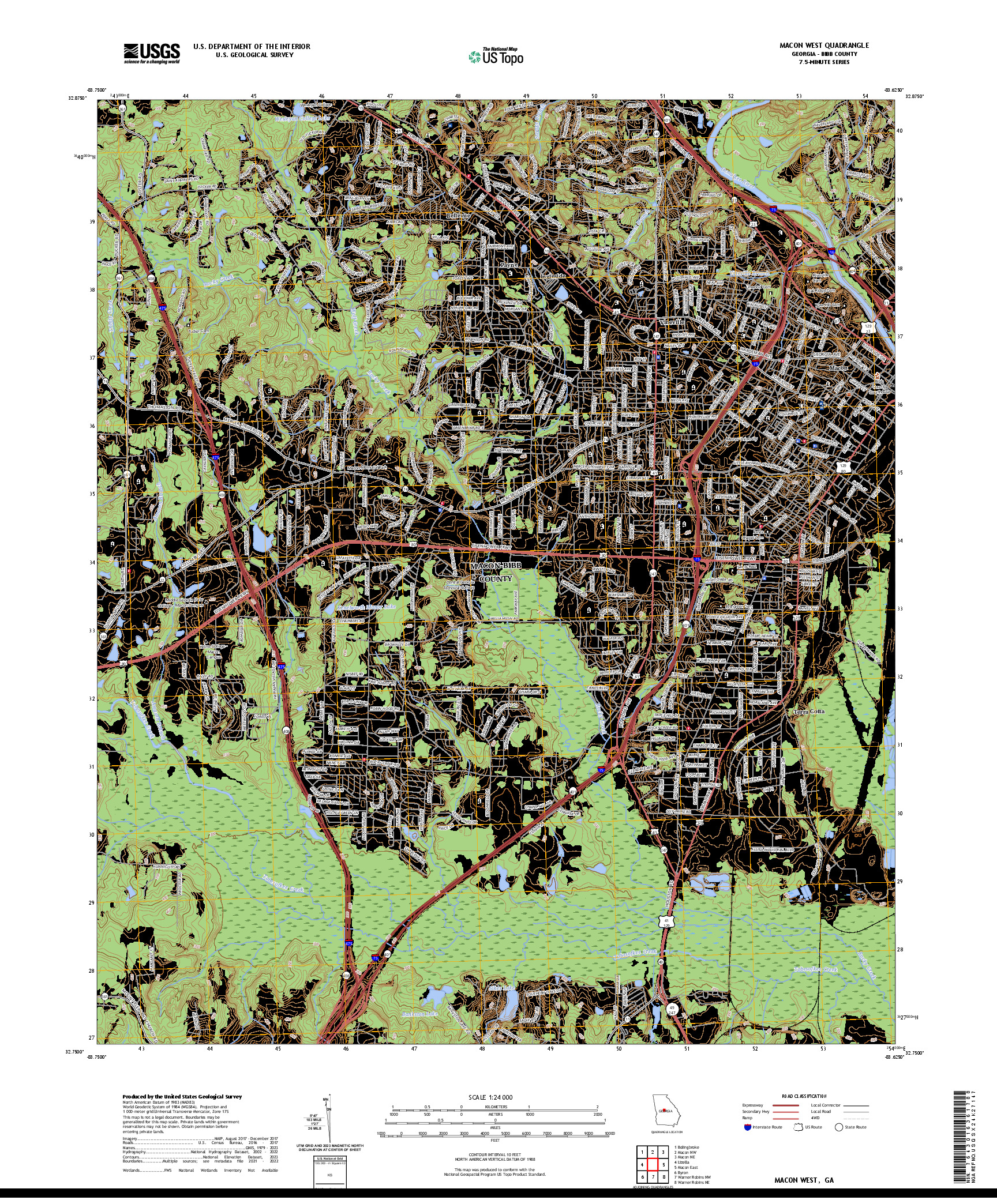 US TOPO 7.5-MINUTE MAP FOR MACON WEST, GA