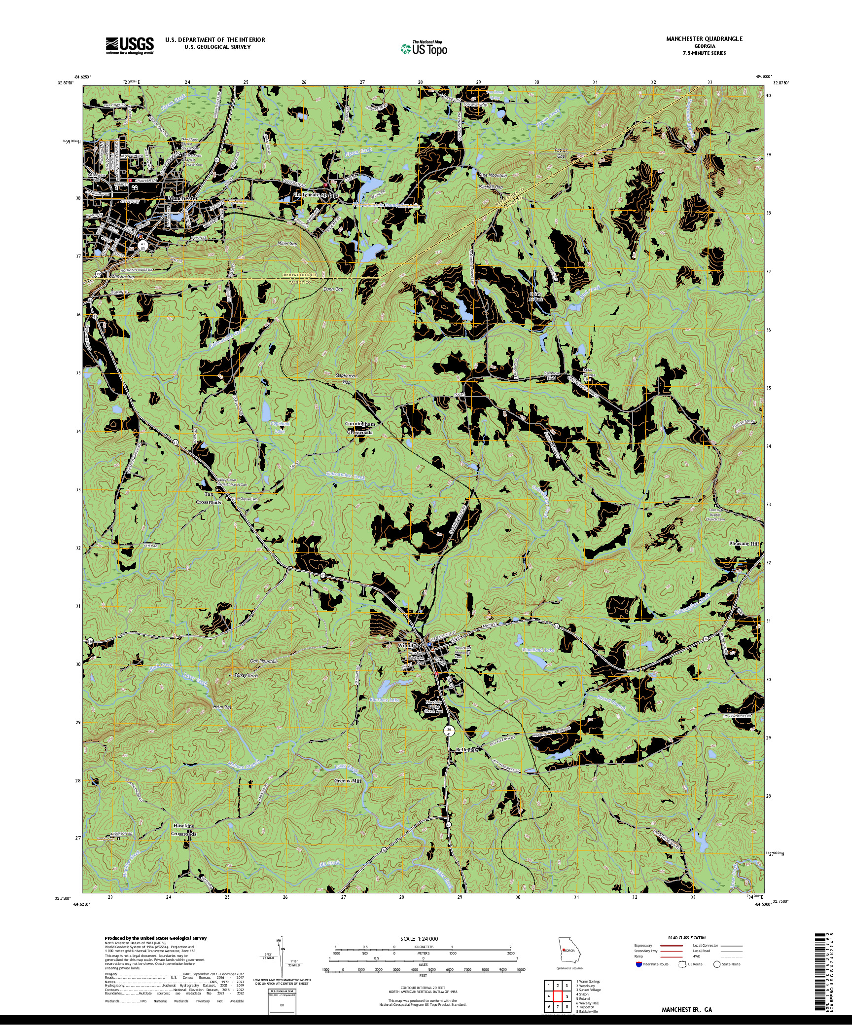 US TOPO 7.5-MINUTE MAP FOR MANCHESTER, GA