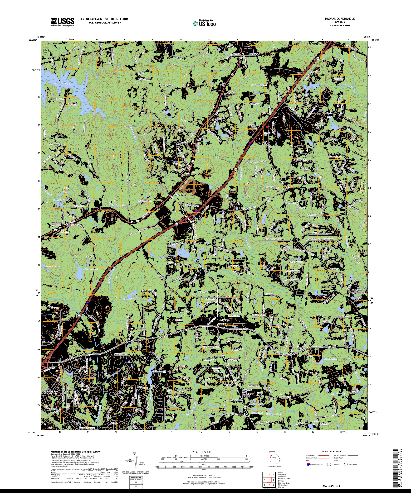 US TOPO 7.5-MINUTE MAP FOR MADRAS, GA