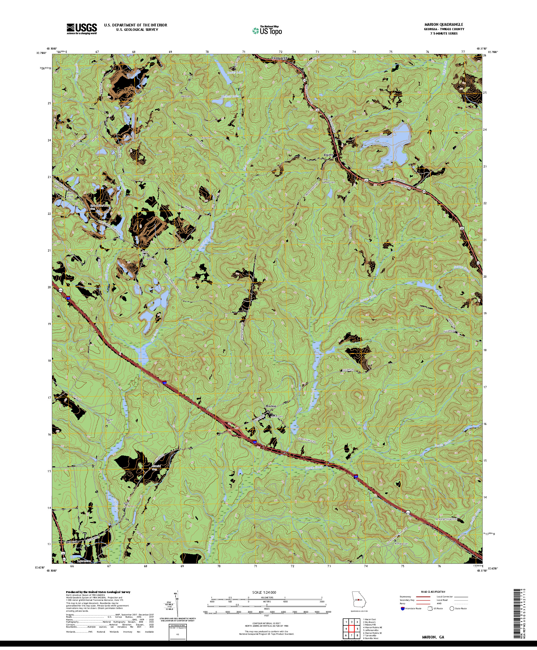 US TOPO 7.5-MINUTE MAP FOR MARION, GA