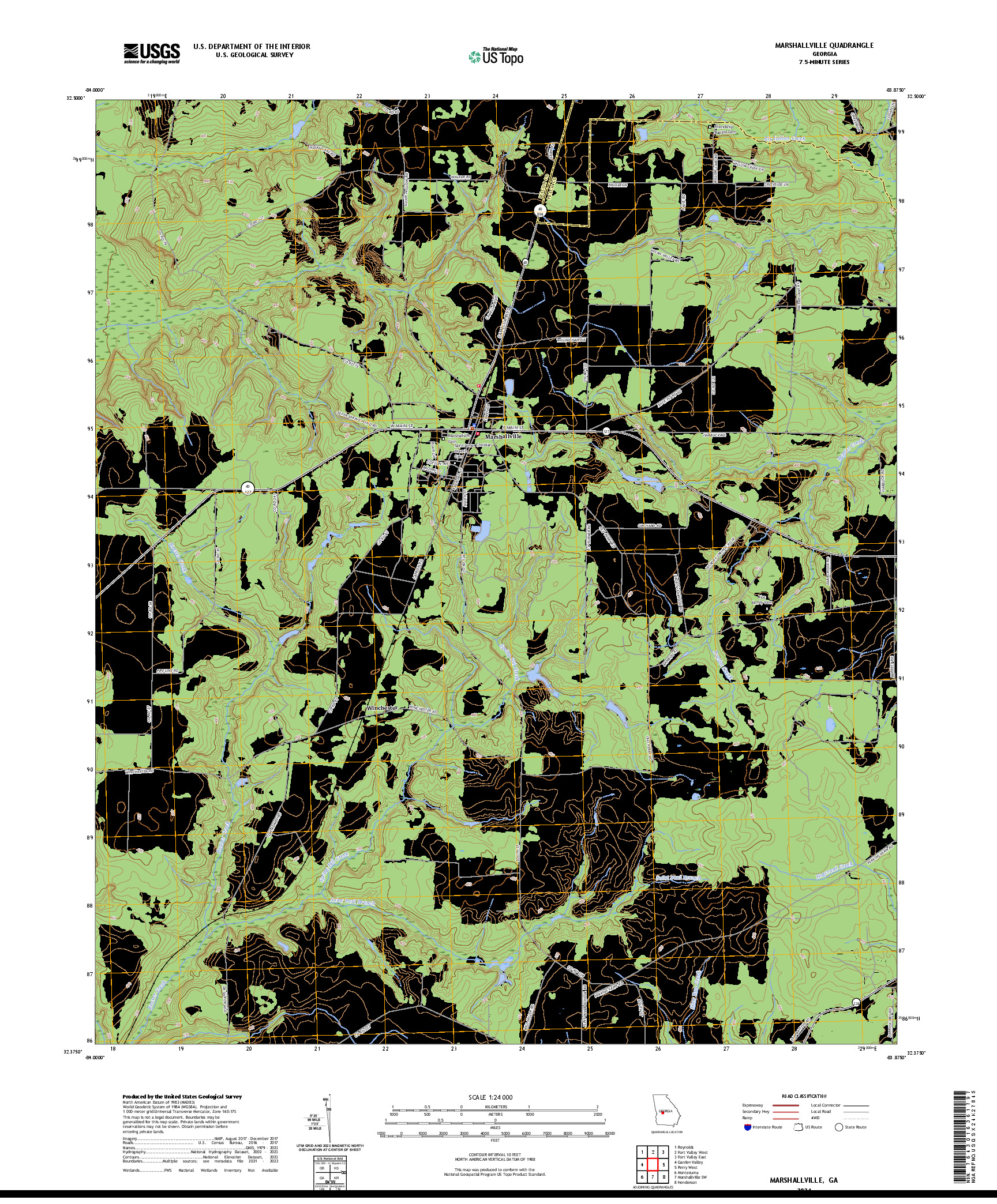 US TOPO 7.5-MINUTE MAP FOR MARSHALLVILLE, GA