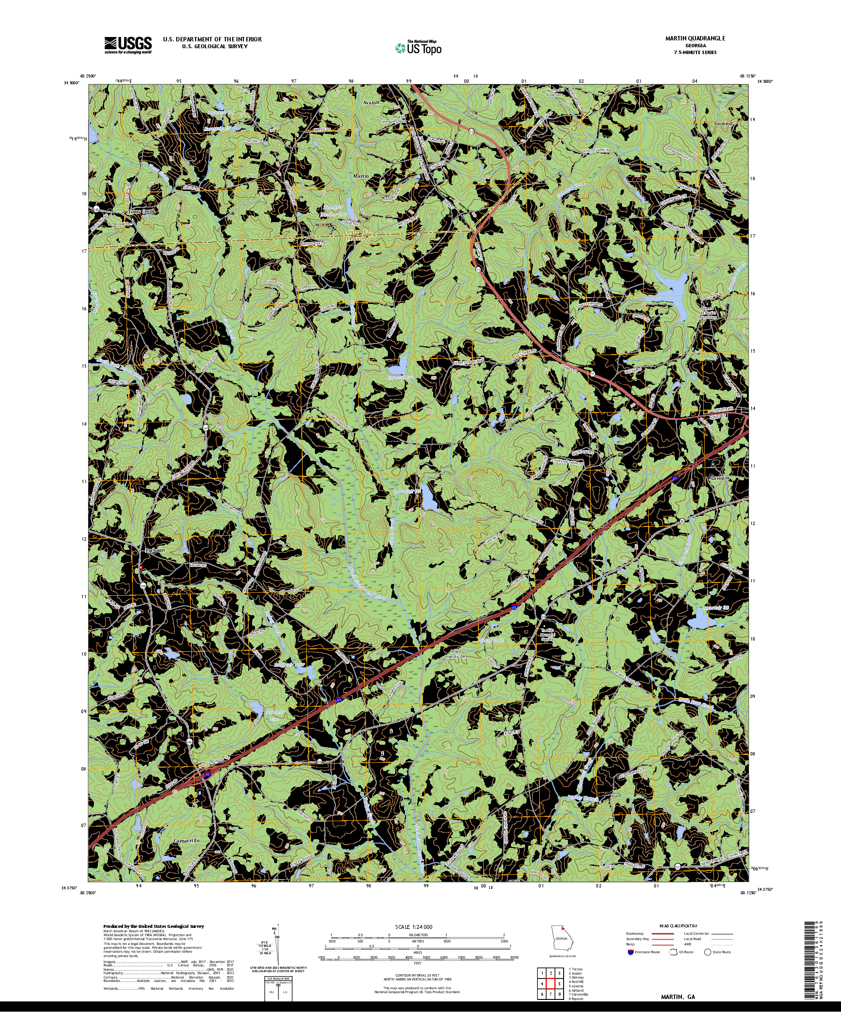 US TOPO 7.5-MINUTE MAP FOR MARTIN, GA