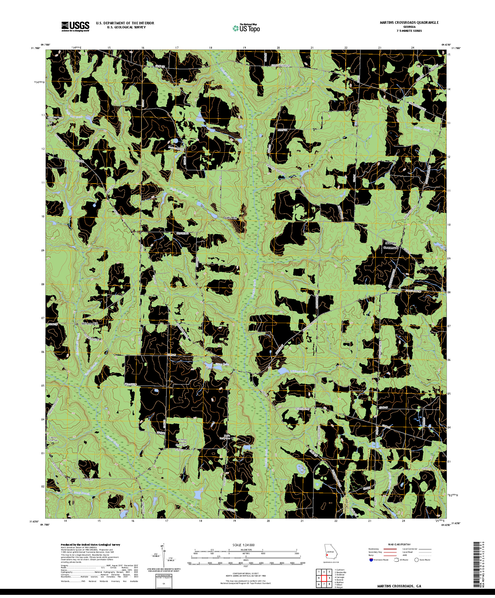US TOPO 7.5-MINUTE MAP FOR MARTINS CROSSROADS, GA
