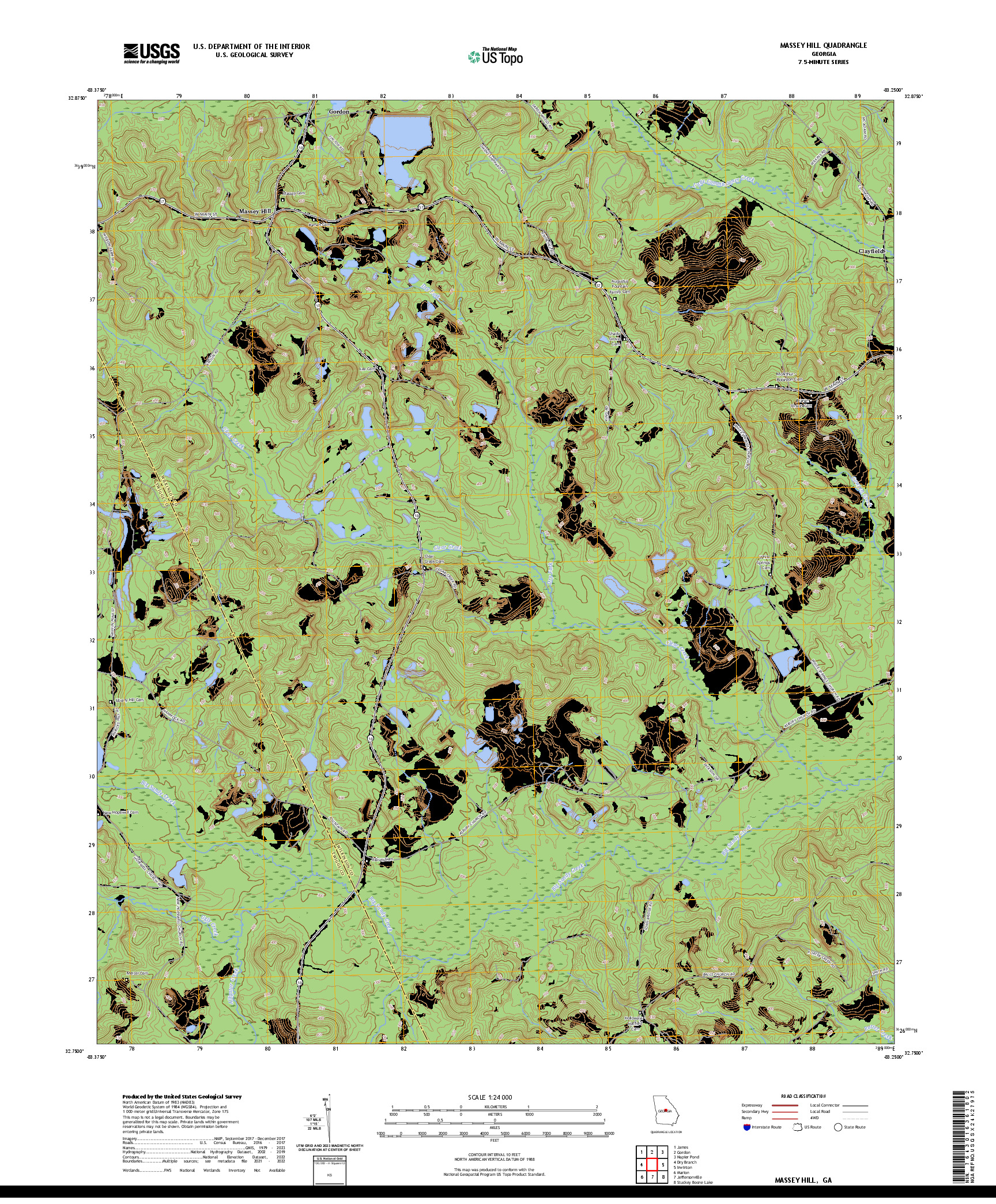 US TOPO 7.5-MINUTE MAP FOR MASSEY HILL, GA