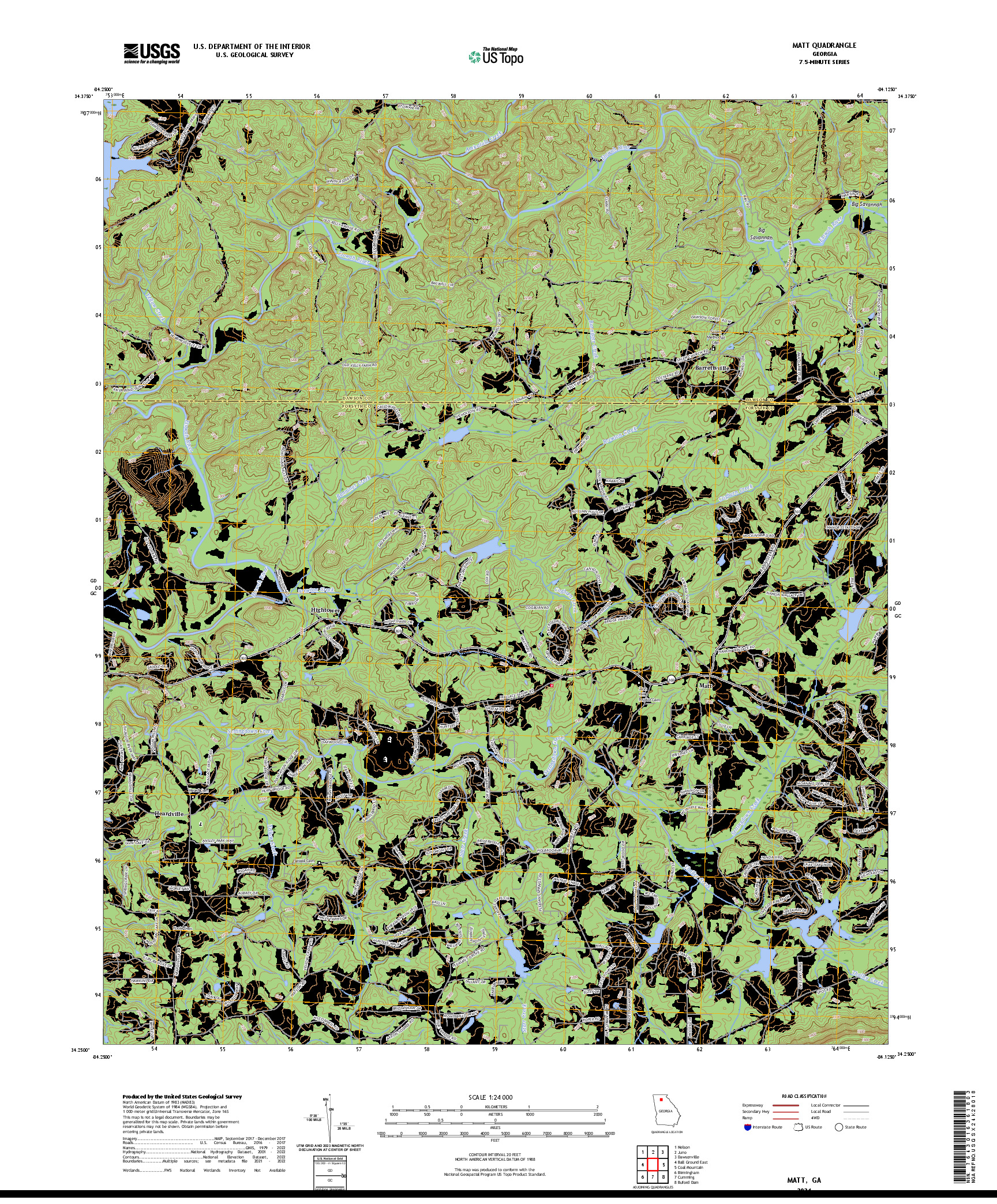 US TOPO 7.5-MINUTE MAP FOR MATT, GA