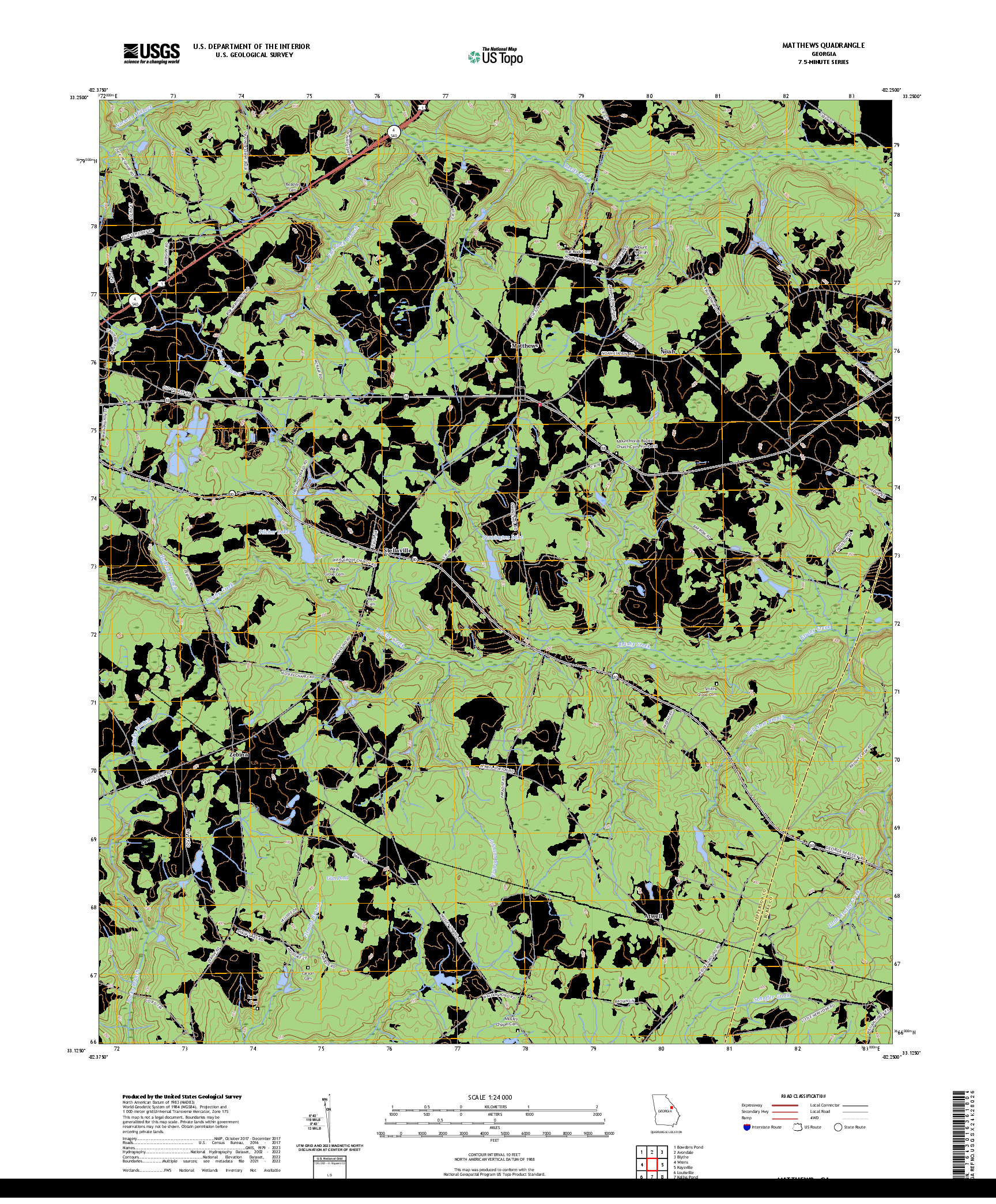 US TOPO 7.5-MINUTE MAP FOR MATTHEWS, GA