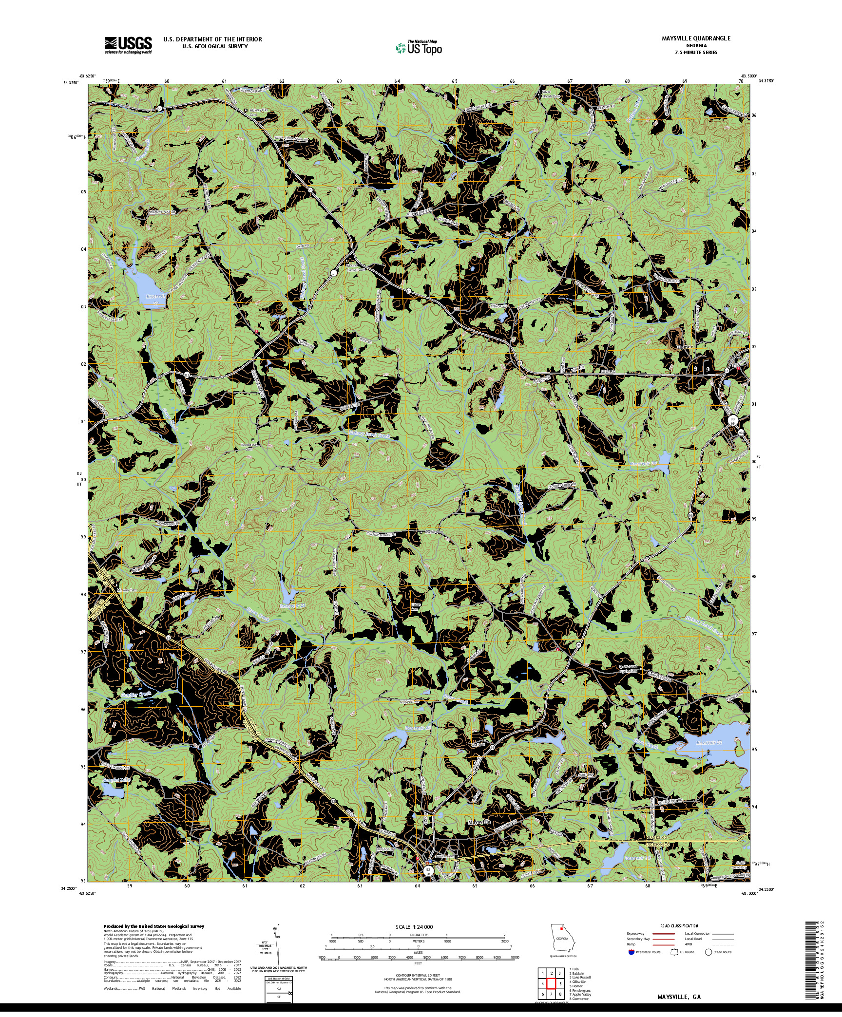 US TOPO 7.5-MINUTE MAP FOR MAYSVILLE, GA