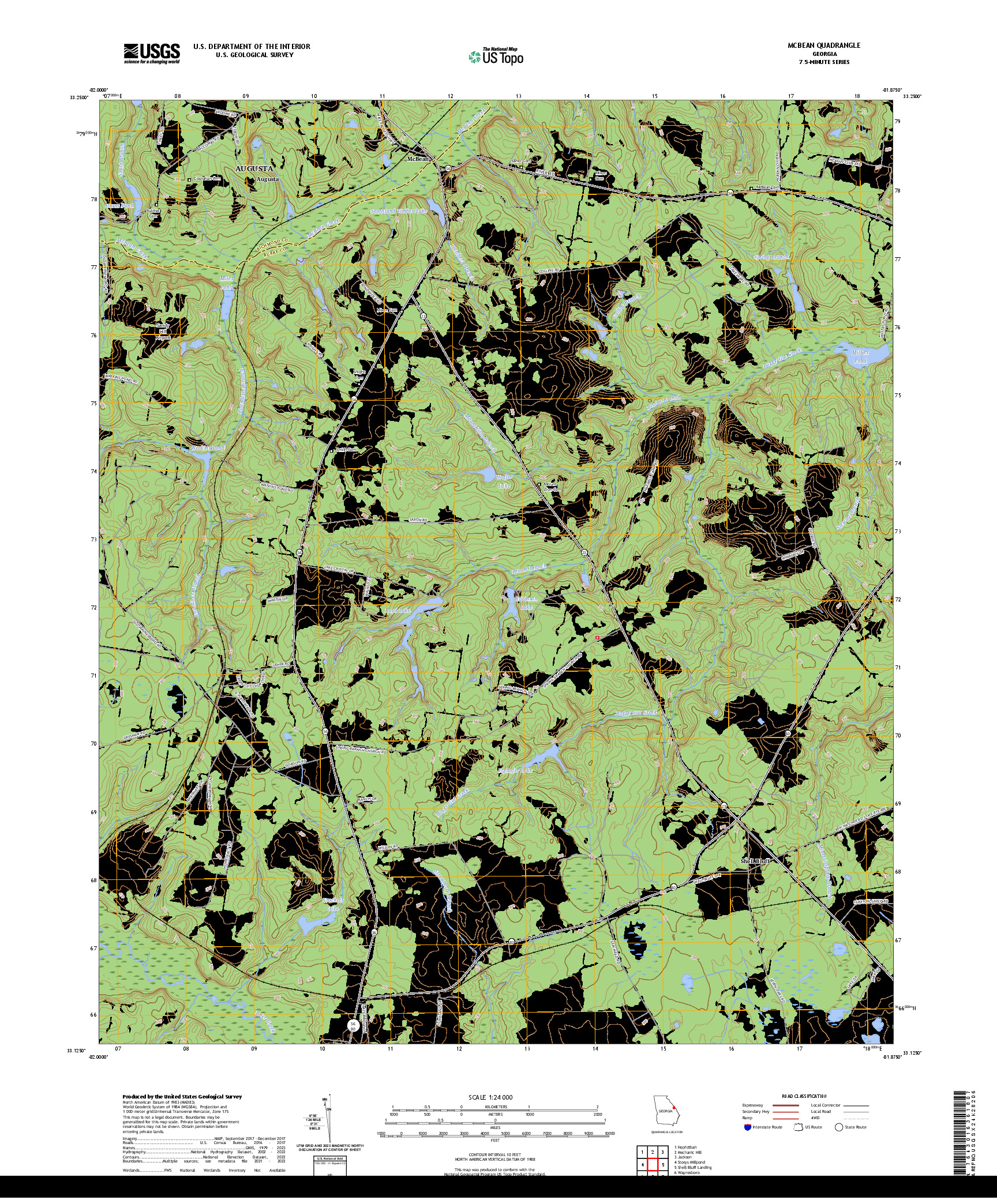 US TOPO 7.5-MINUTE MAP FOR MCBEAN, GA