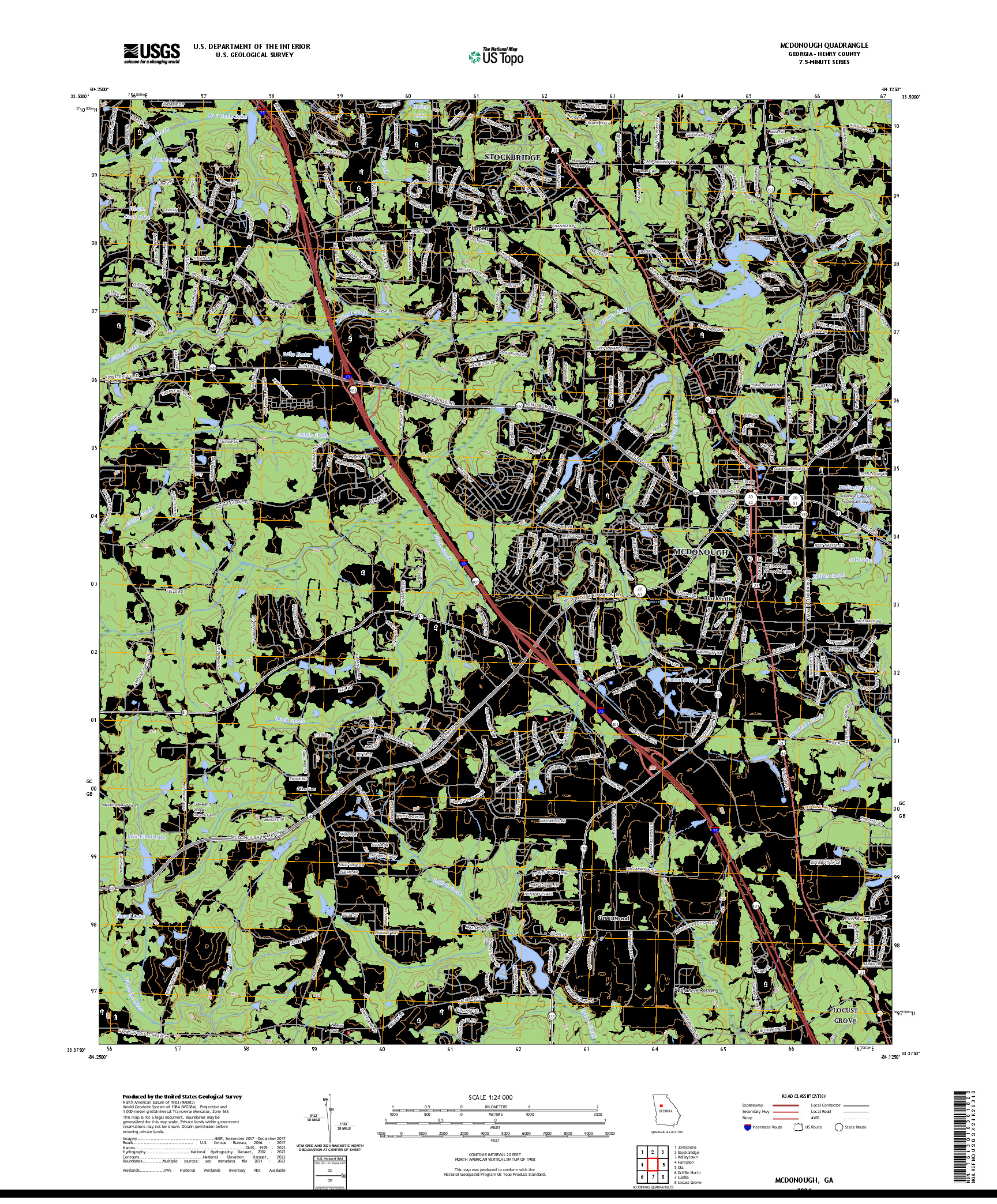 US TOPO 7.5-MINUTE MAP FOR MCDONOUGH, GA