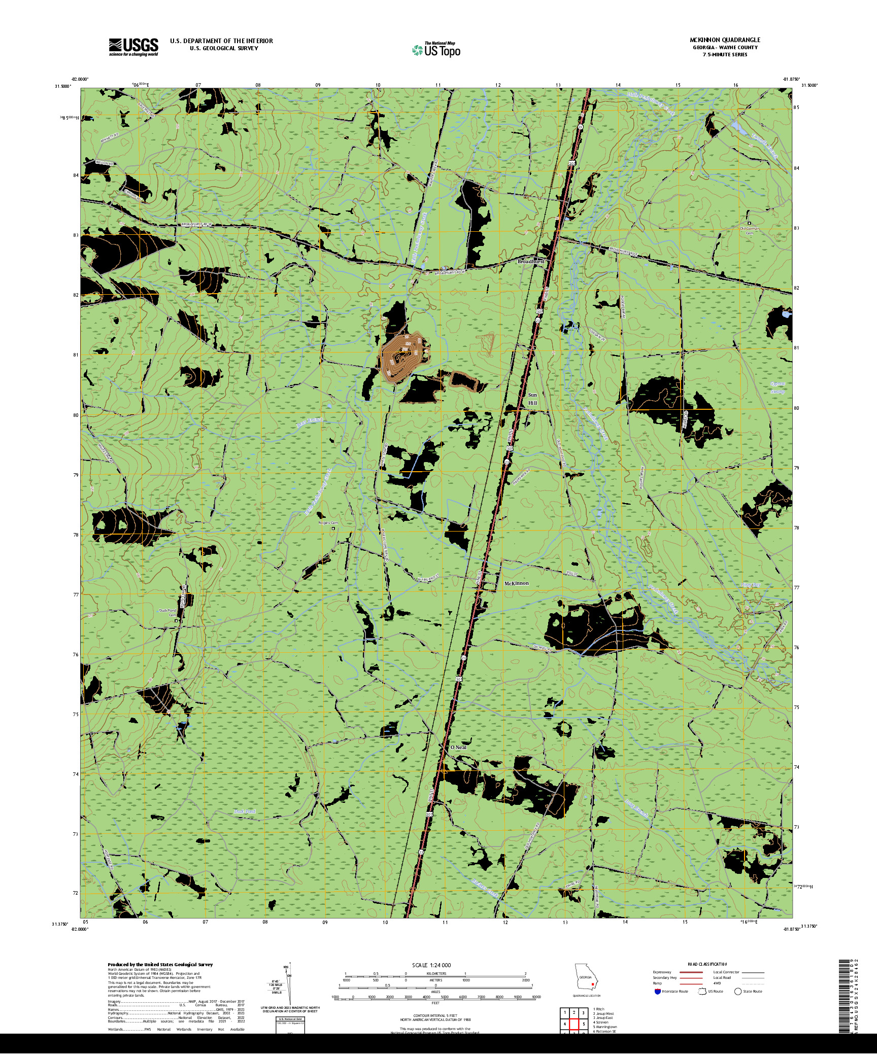US TOPO 7.5-MINUTE MAP FOR MCKINNON, GA