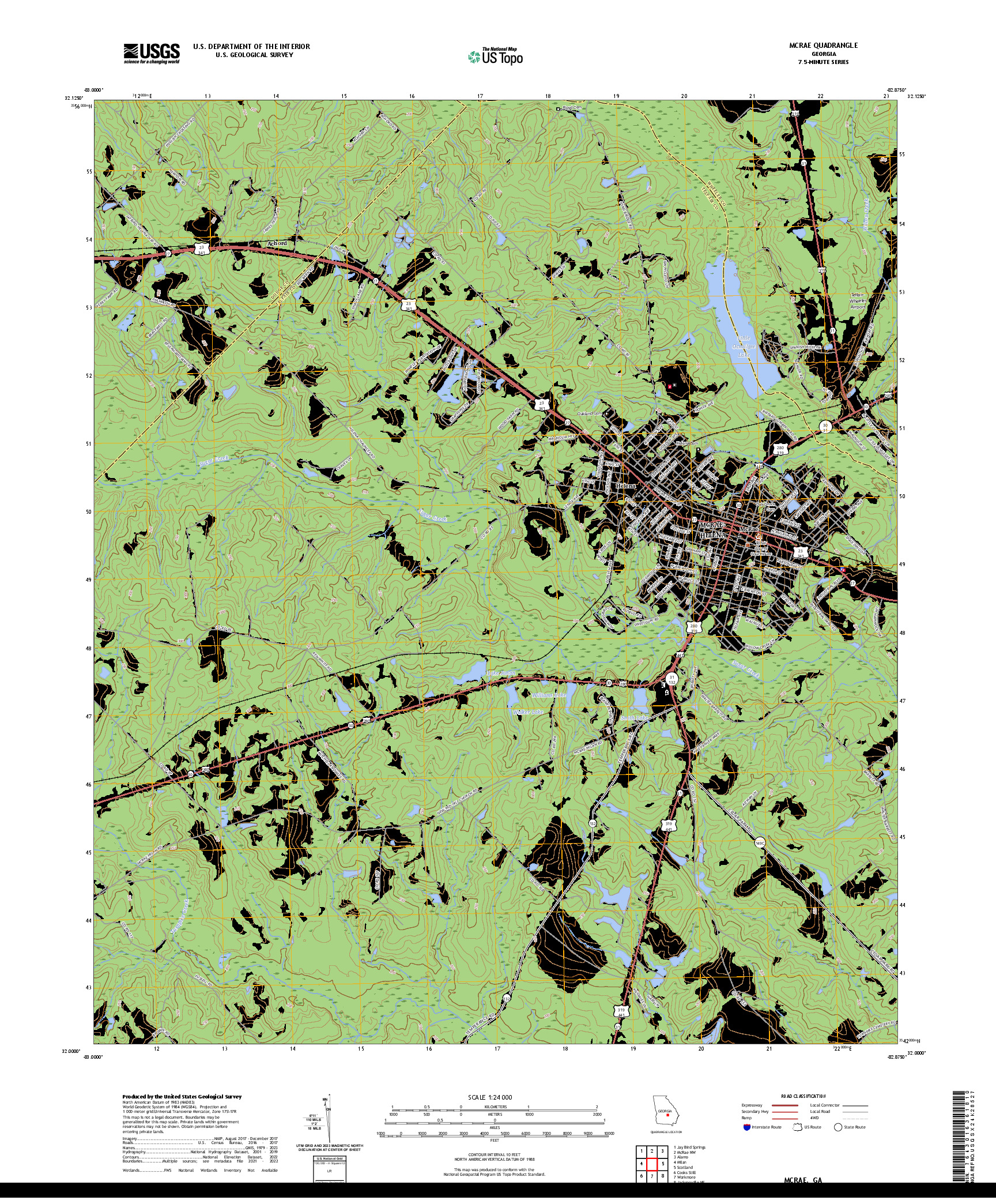 US TOPO 7.5-MINUTE MAP FOR MCRAE, GA