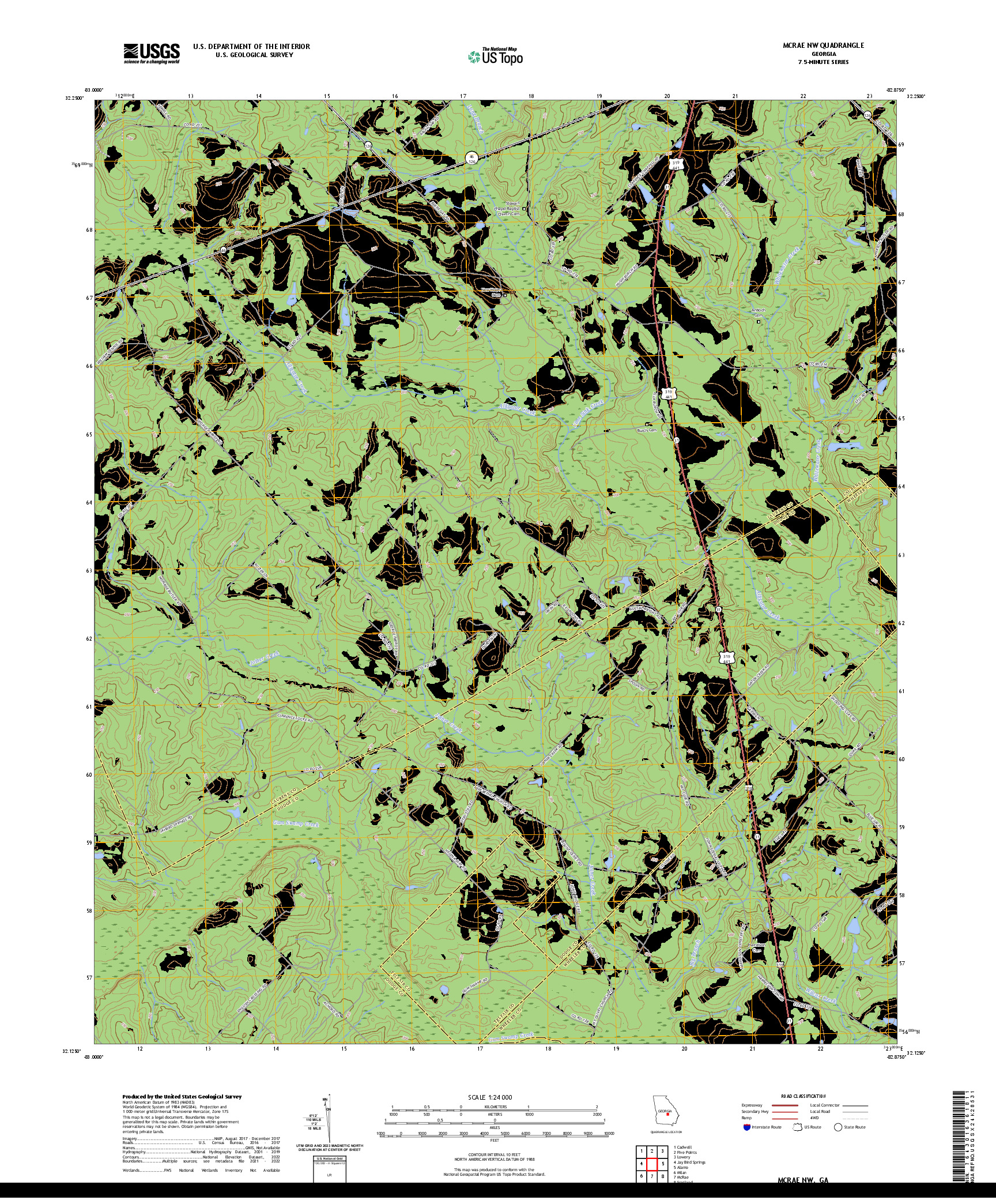 US TOPO 7.5-MINUTE MAP FOR MCRAE NW, GA