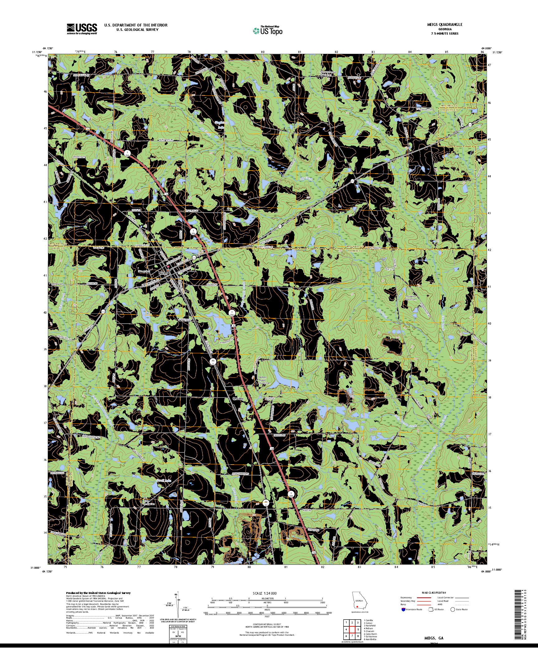 US TOPO 7.5-MINUTE MAP FOR MEIGS, GA
