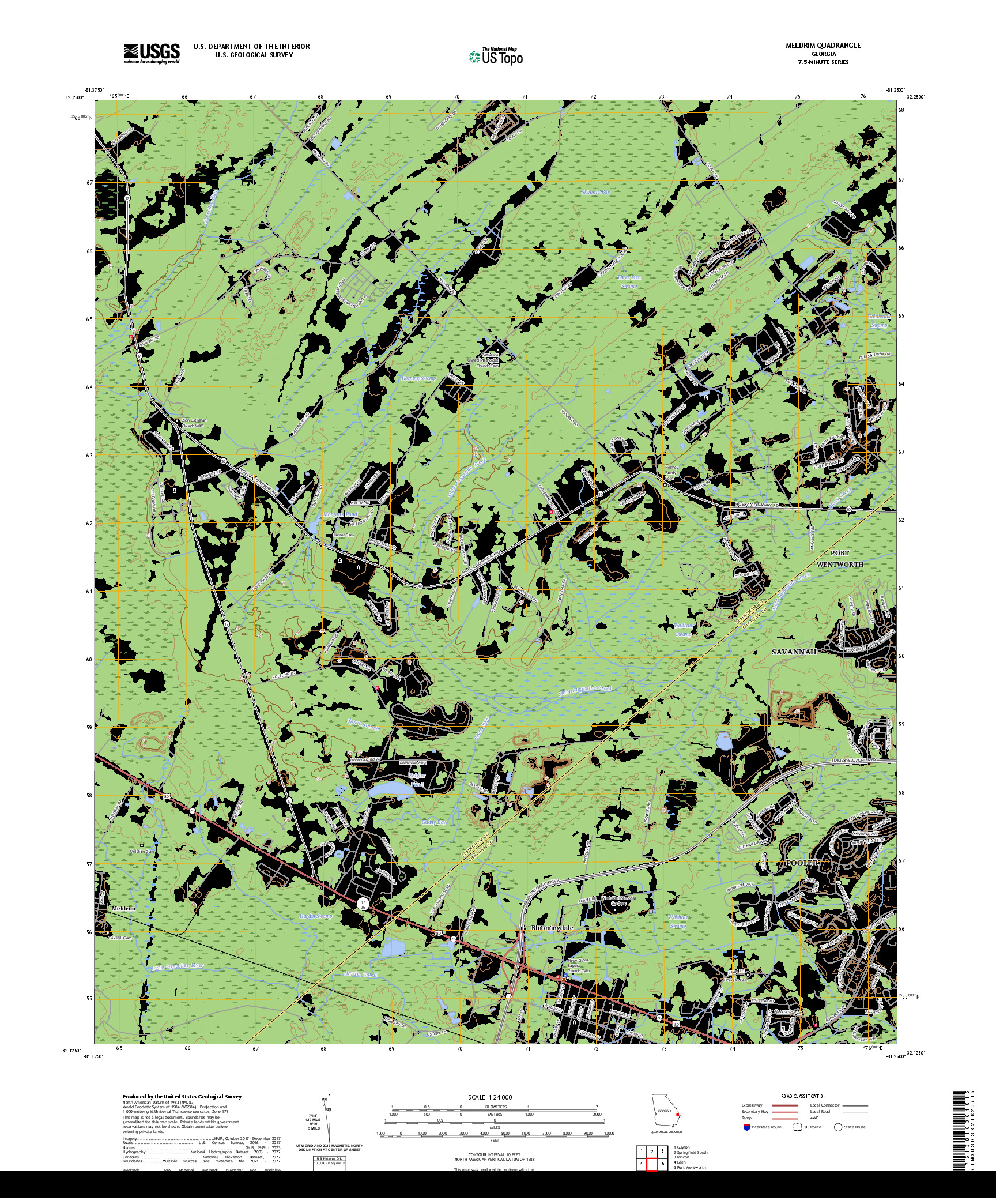 US TOPO 7.5-MINUTE MAP FOR MELDRIM, GA