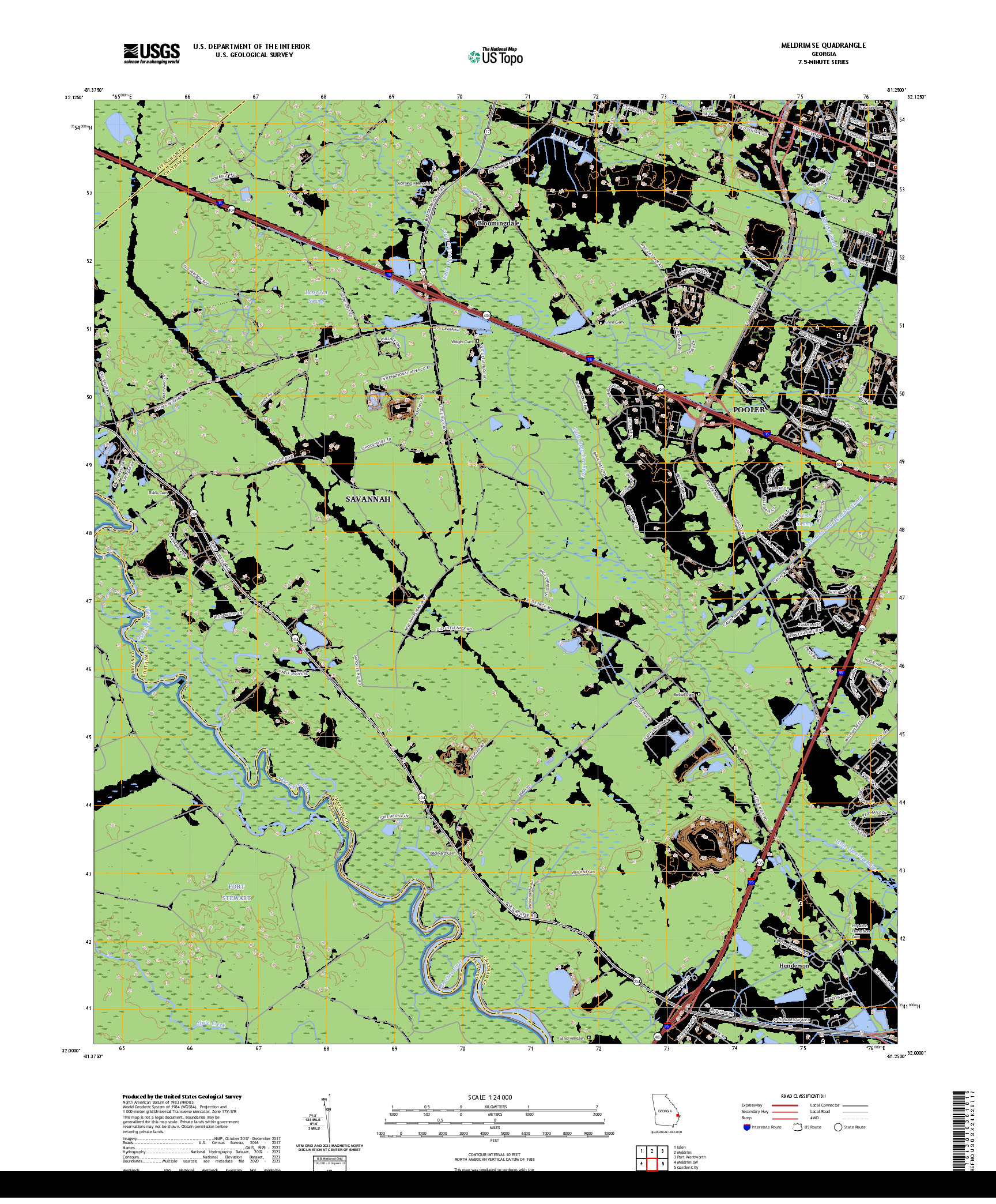 US TOPO 7.5-MINUTE MAP FOR MELDRIM SE, GA