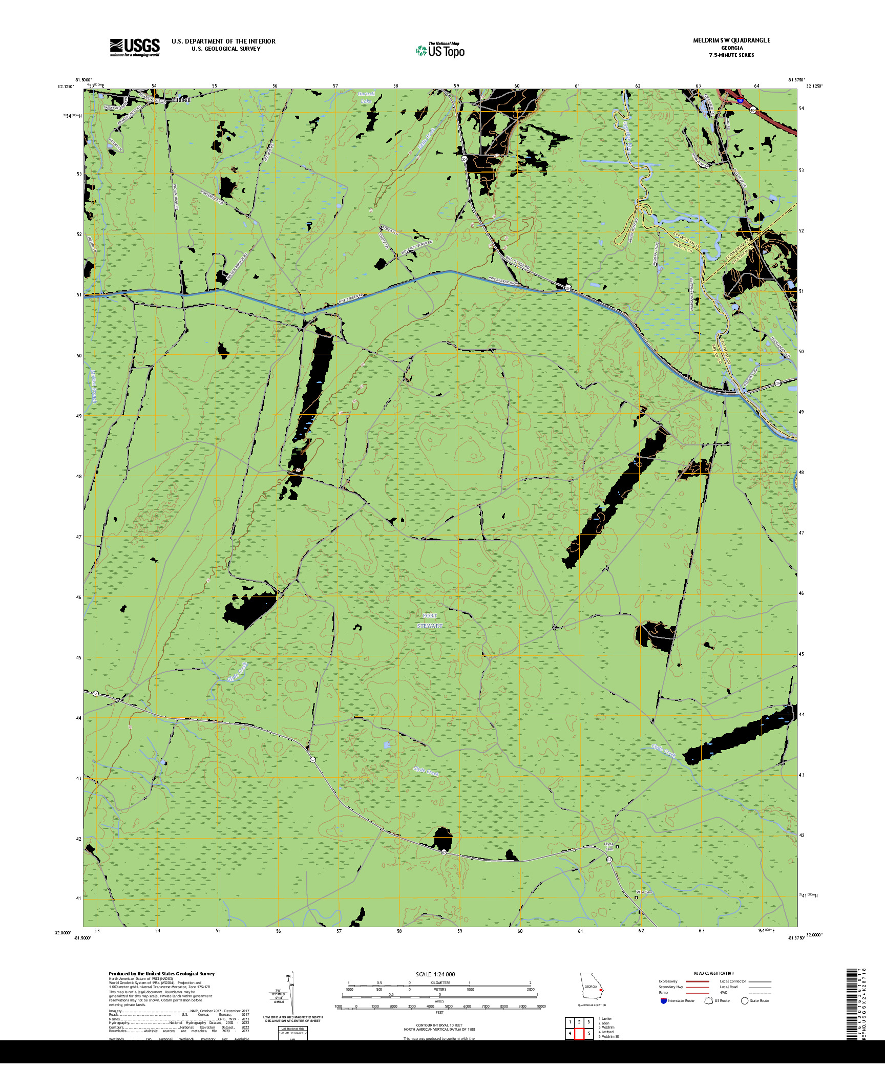 US TOPO 7.5-MINUTE MAP FOR MELDRIM SW, GA