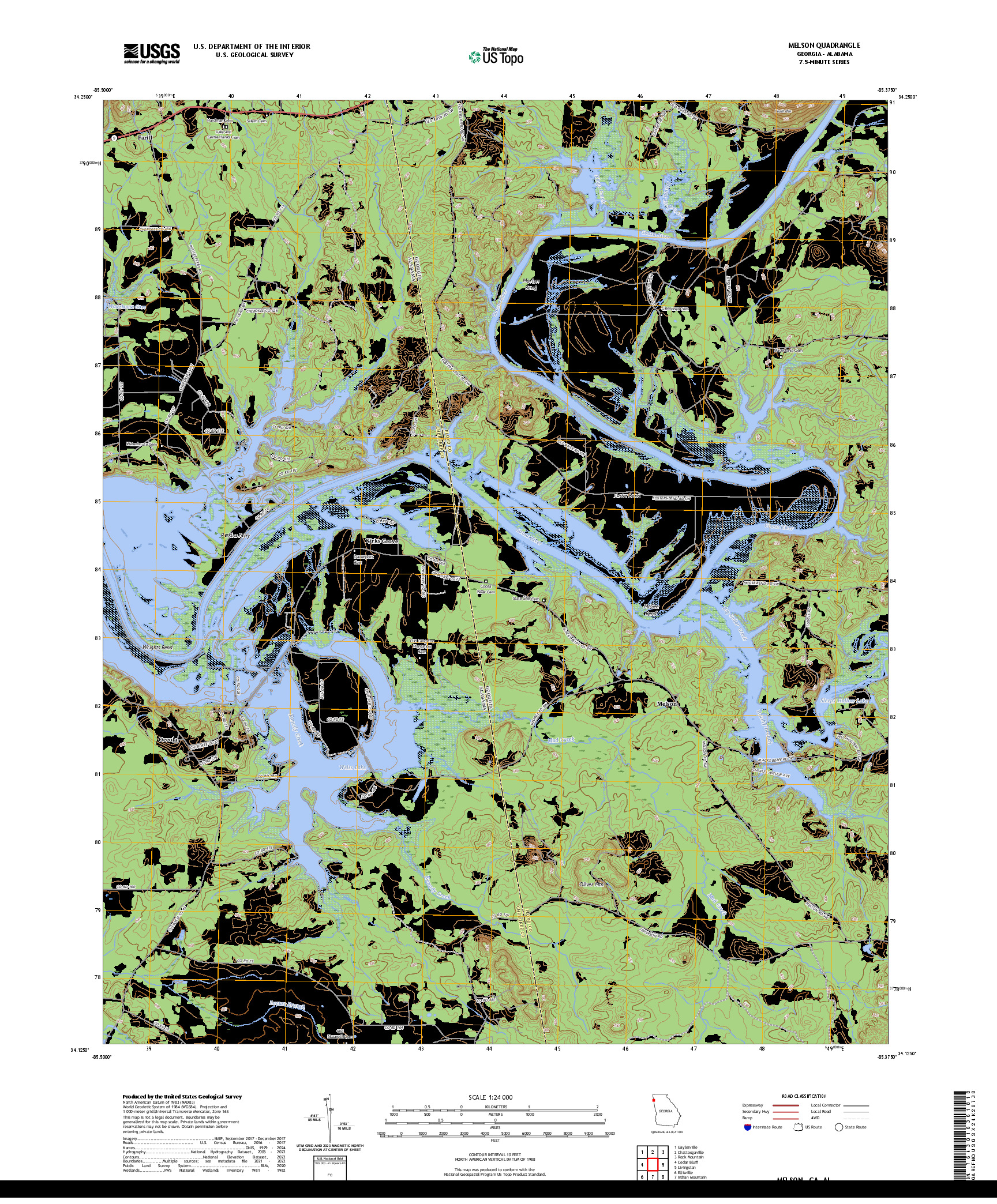 US TOPO 7.5-MINUTE MAP FOR MELSON, GA,AL