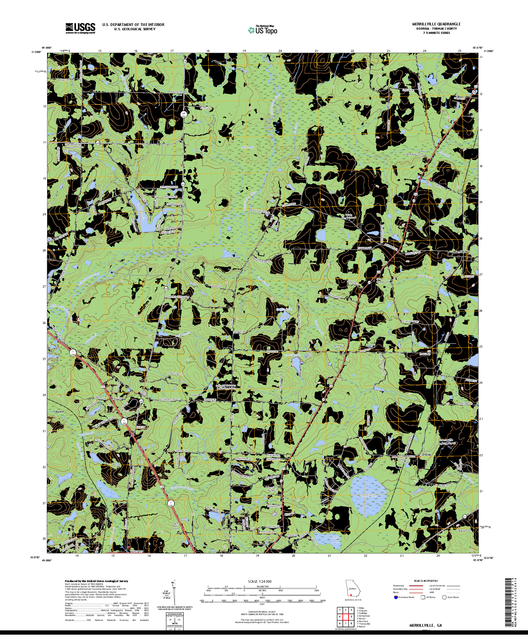 US TOPO 7.5-MINUTE MAP FOR MERRILLVILLE, GA