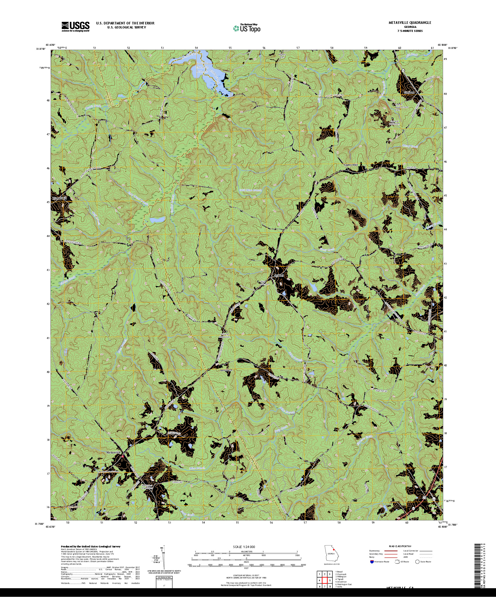 US TOPO 7.5-MINUTE MAP FOR METASVILLE, GA