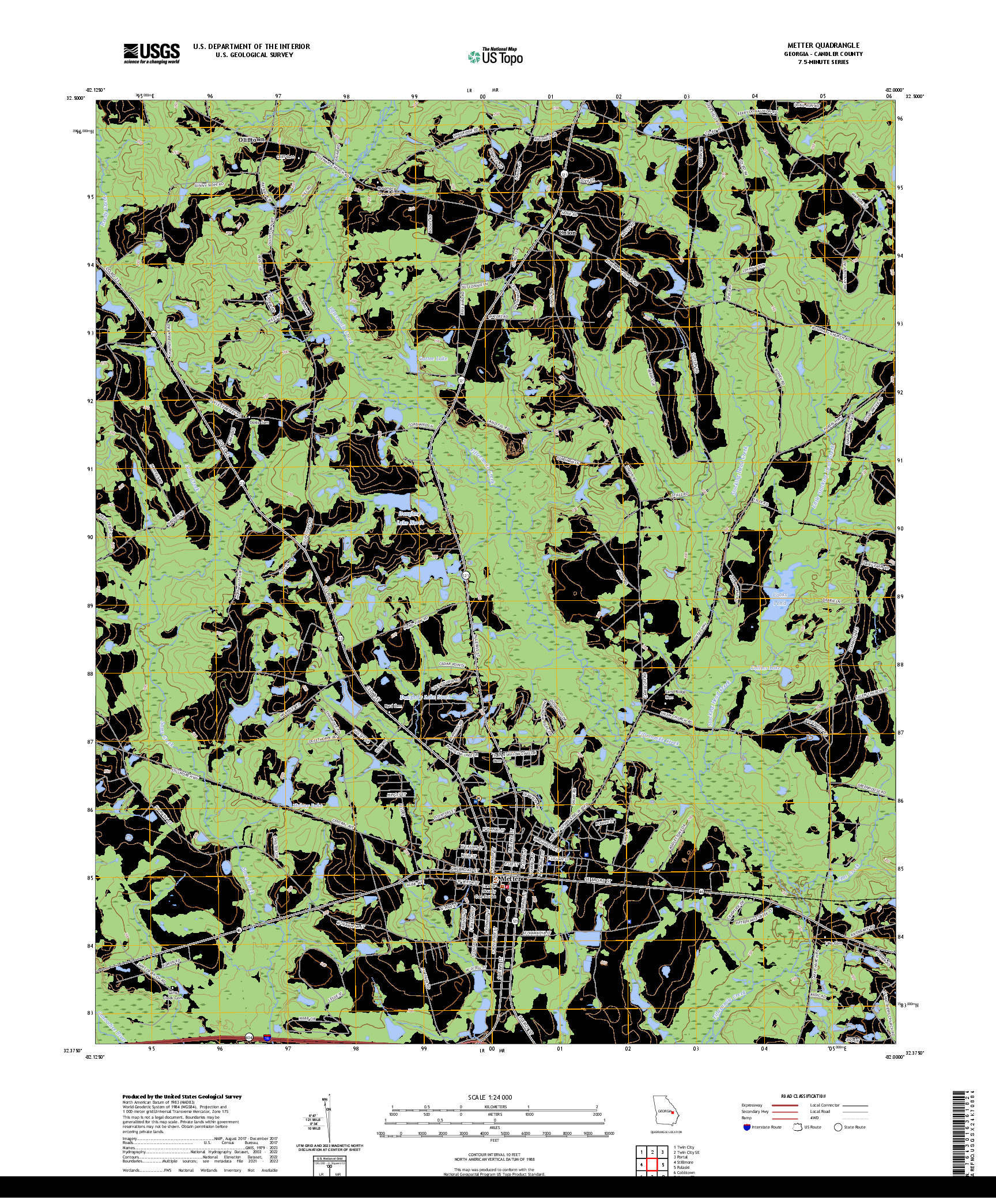 US TOPO 7.5-MINUTE MAP FOR METTER, GA