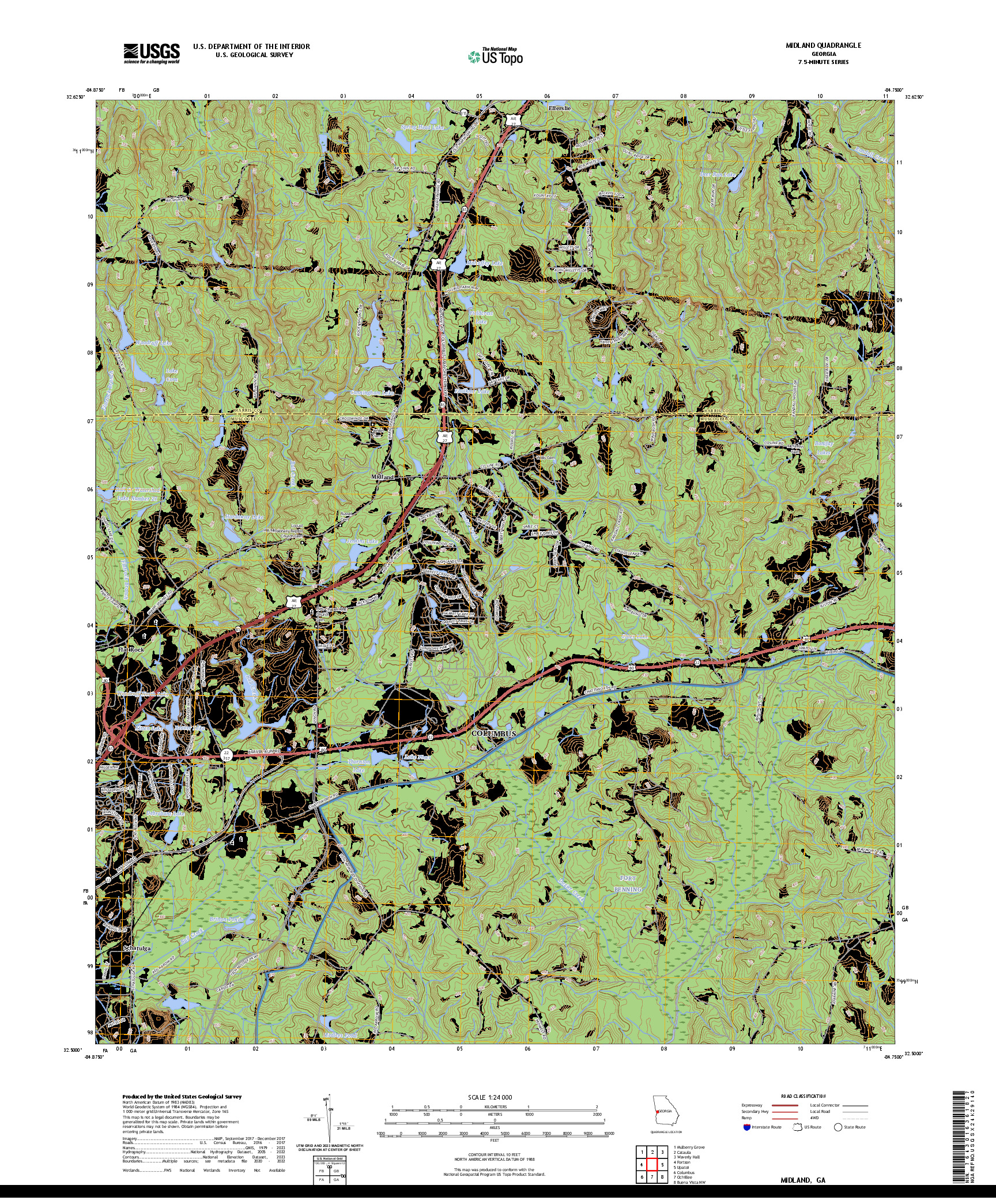 US TOPO 7.5-MINUTE MAP FOR MIDLAND, GA