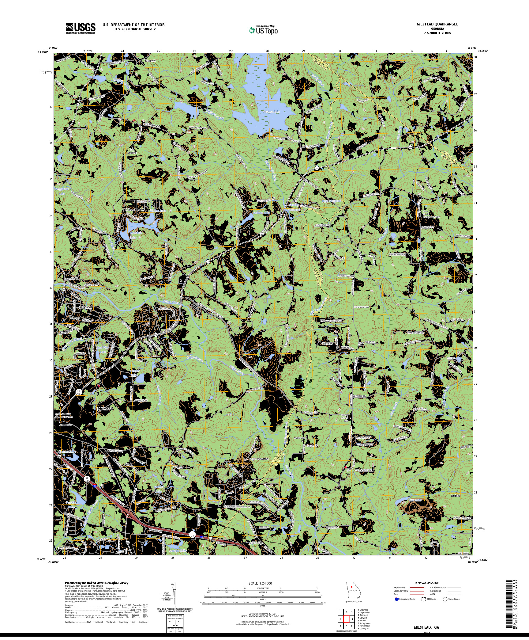 US TOPO 7.5-MINUTE MAP FOR MILSTEAD, GA