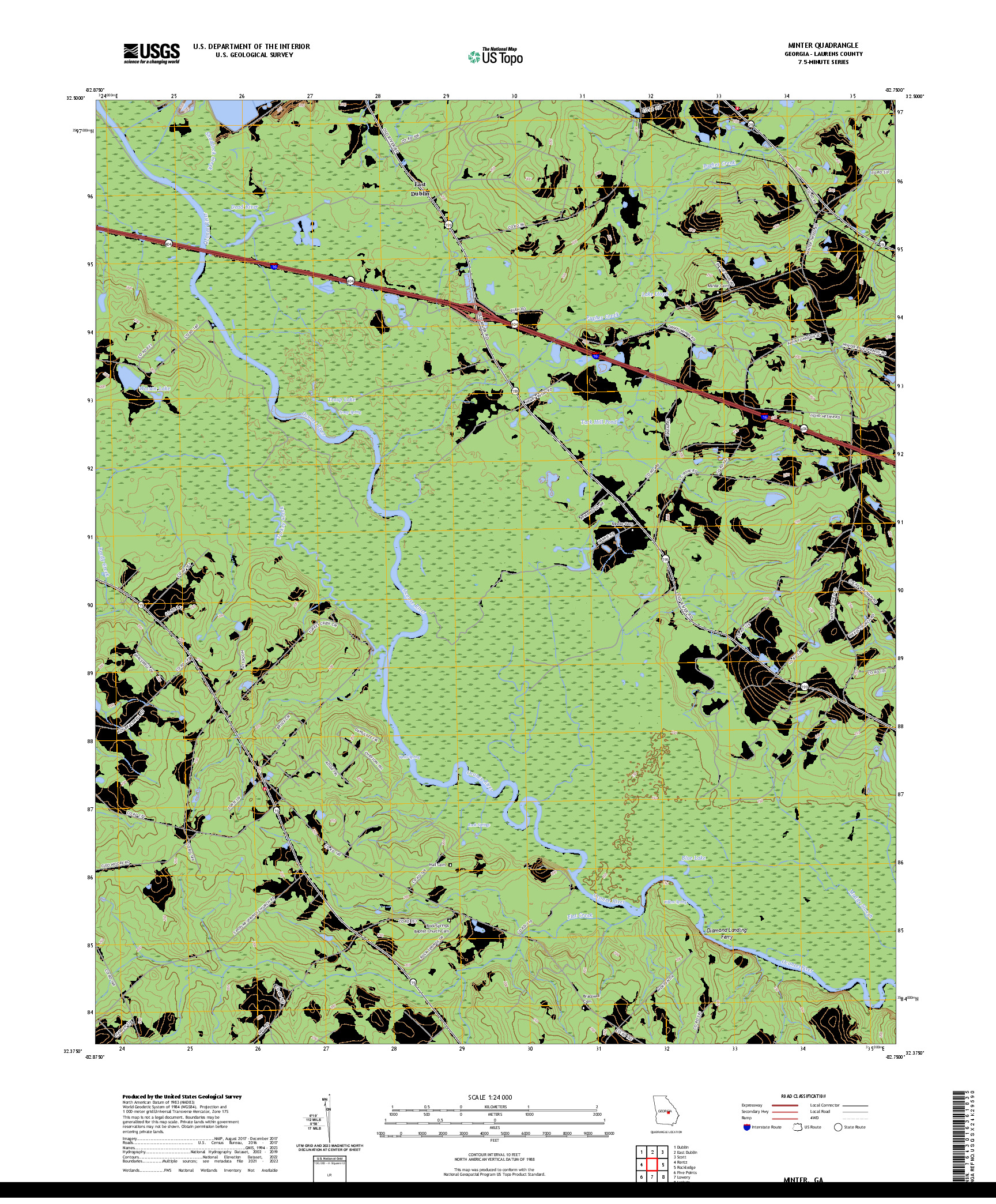 US TOPO 7.5-MINUTE MAP FOR MINTER, GA