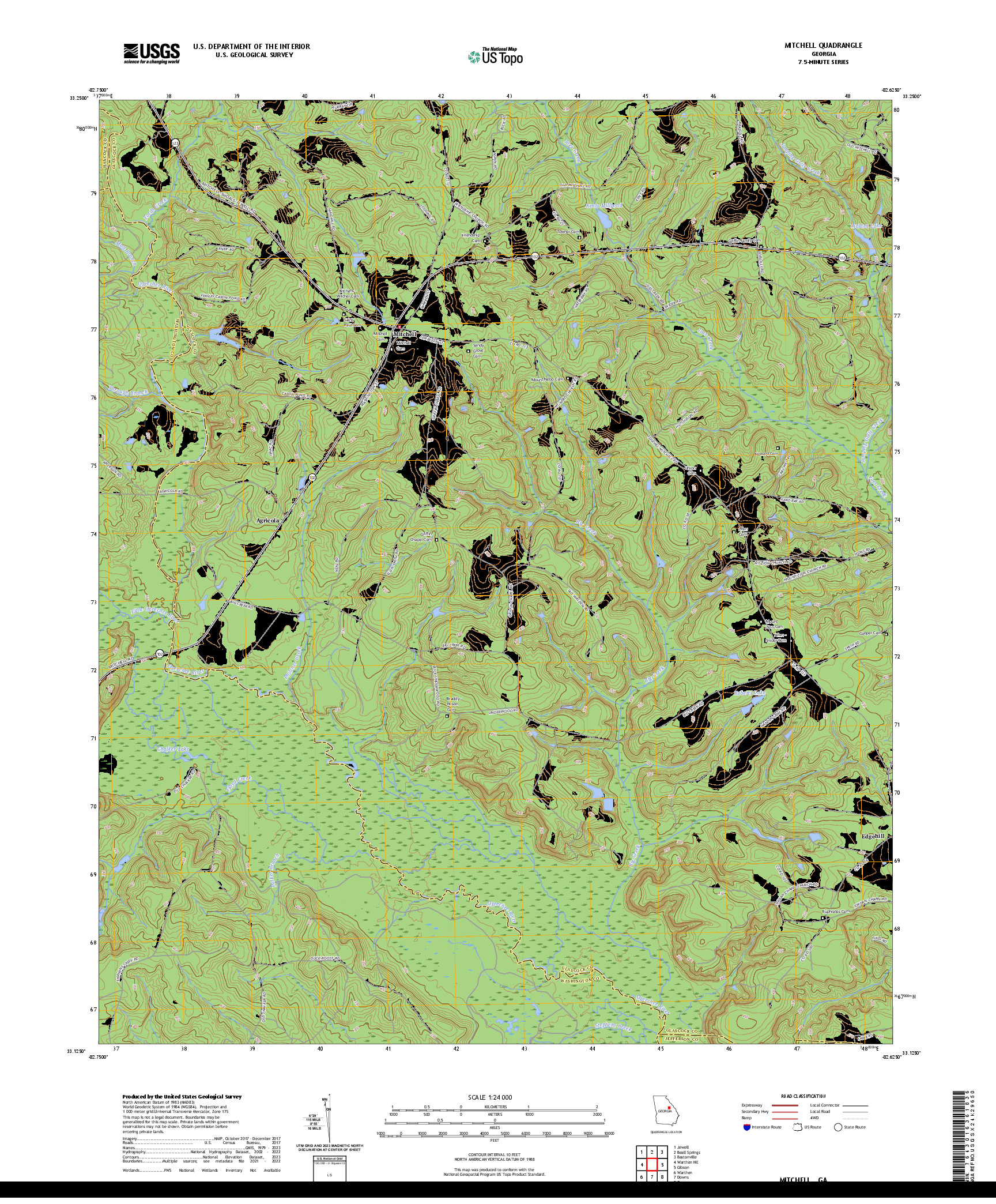 US TOPO 7.5-MINUTE MAP FOR MITCHELL, GA