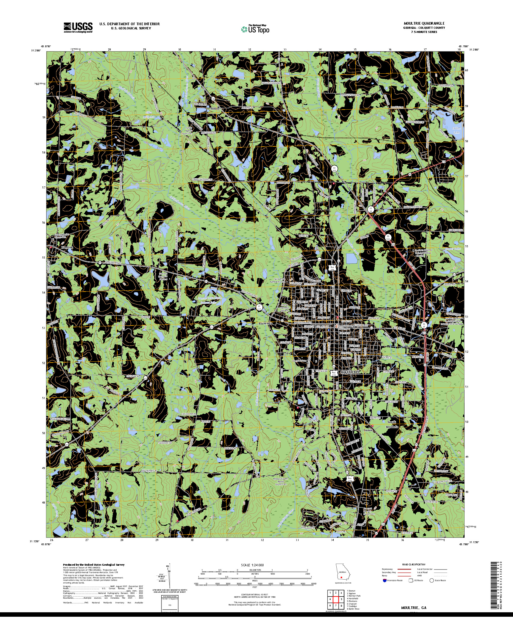 US TOPO 7.5-MINUTE MAP FOR MOULTRIE, GA