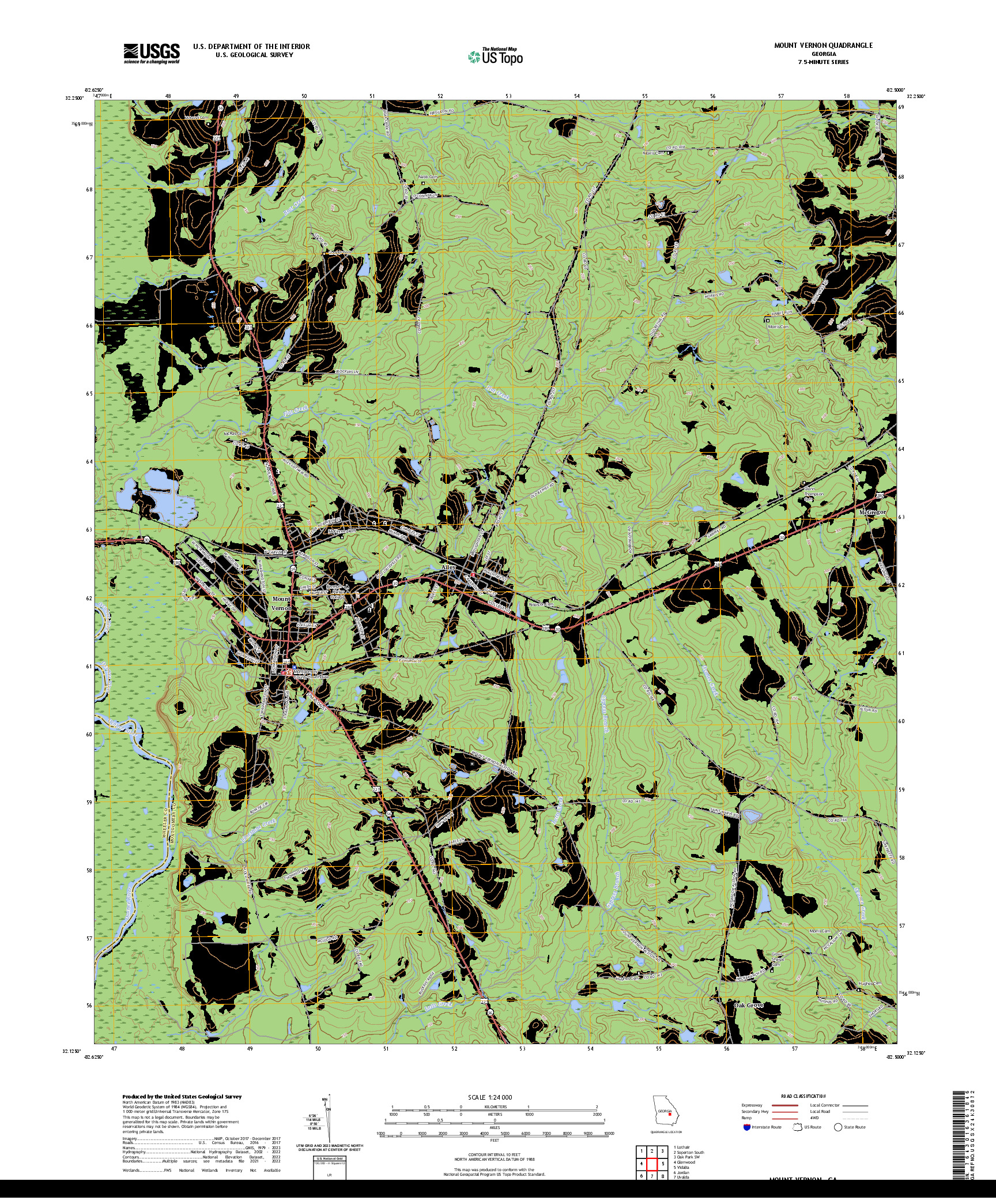 US TOPO 7.5-MINUTE MAP FOR MOUNT VERNON, GA